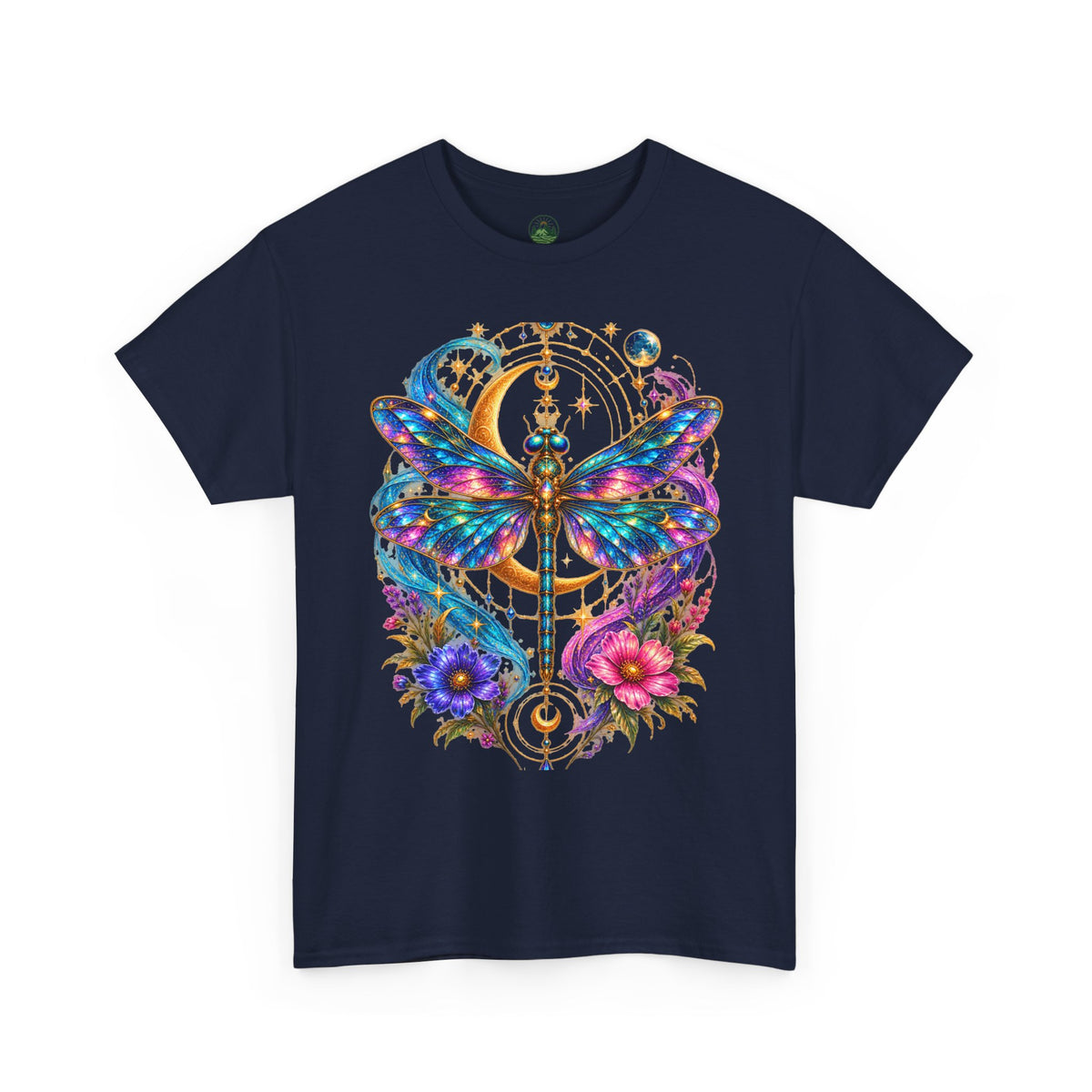 Celestial Dragonfly T-Shirt – Moon & Wildflower Nature Tee