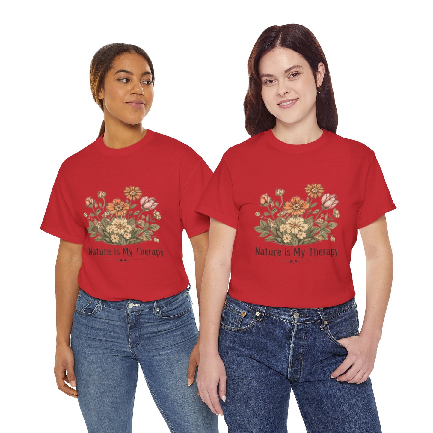 Nature Is My Therapy T-Shirt - Minimalist Floral Design Tee