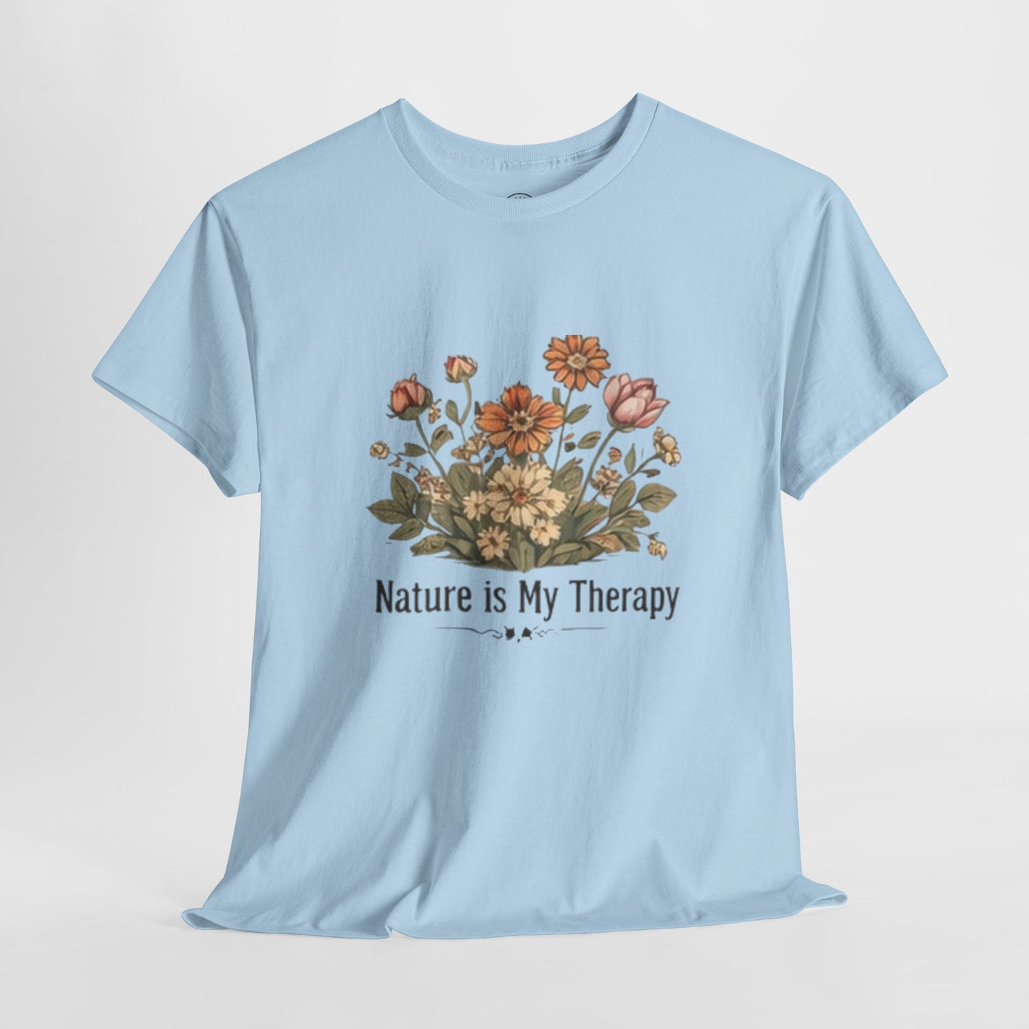 Nature Is My Therapy T-Shirt - Minimalist Floral Design Tee