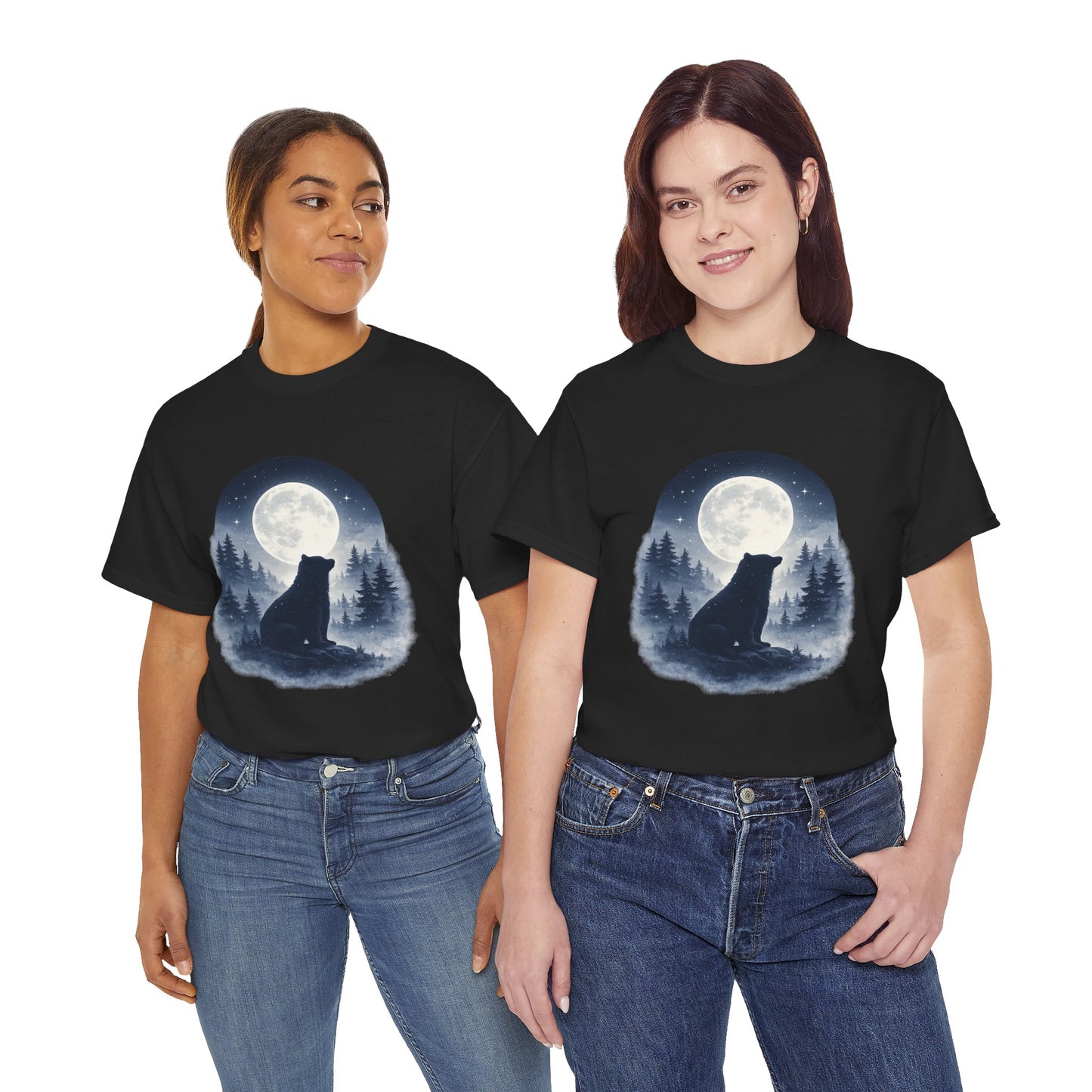 Mystic Bear Silhouette T-Shirt – Minimalist Nature Graphic Tee, Forest Spirit Design, Wildlife Lover Shirt