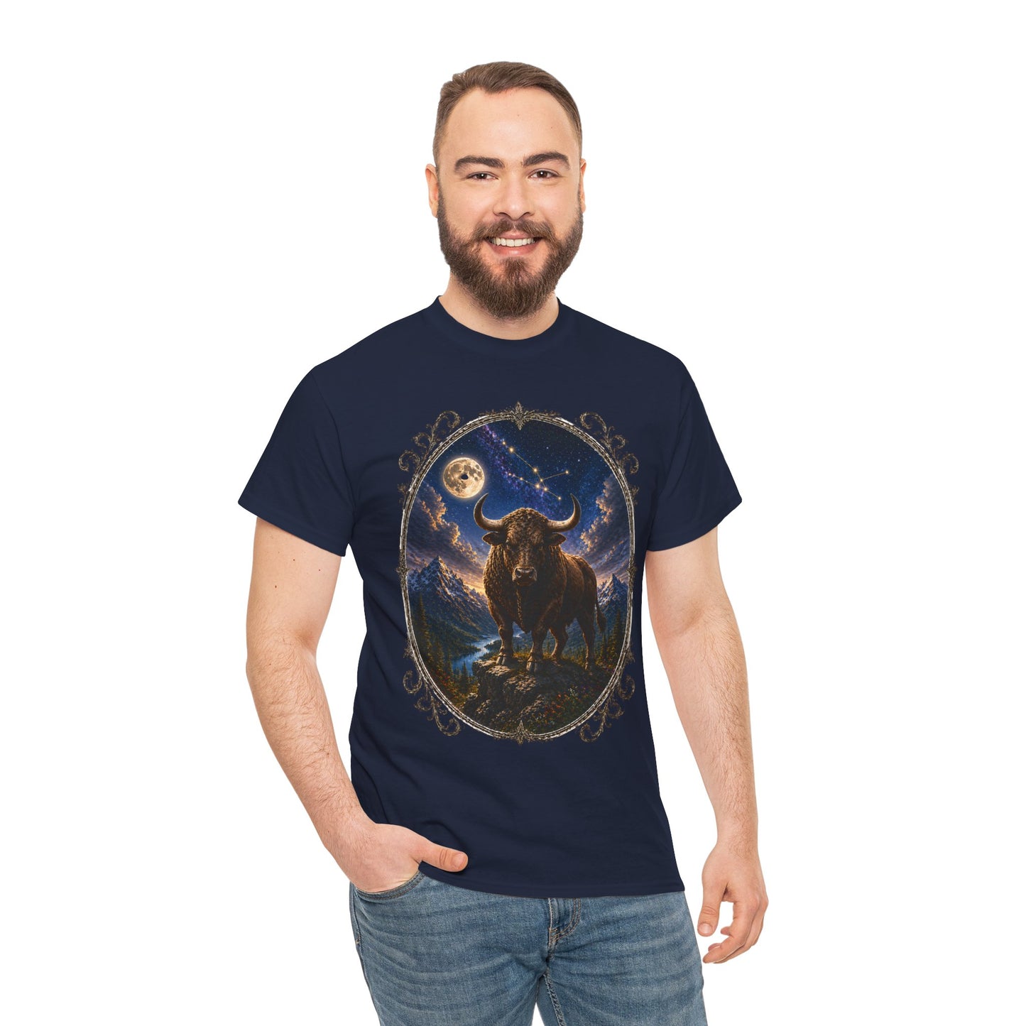 Taurus Zodiac T-Shirt – Mystic Bull Night Design | Nature & Astrology Tee