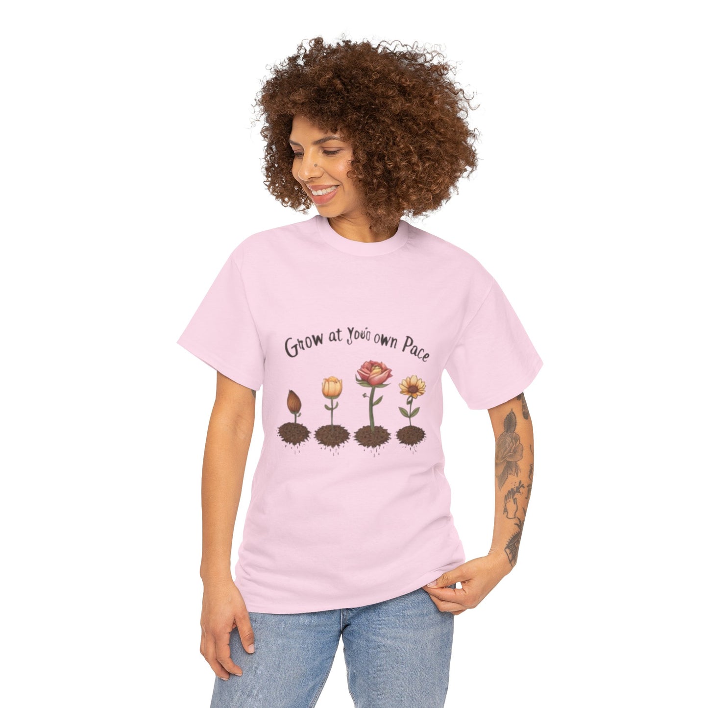 Grow at Your Own Pace T-Shirt – Minimalist Flower Pot Tee, Aesthetic Botanical Shirt, Unisex Gift for Plant Lovers