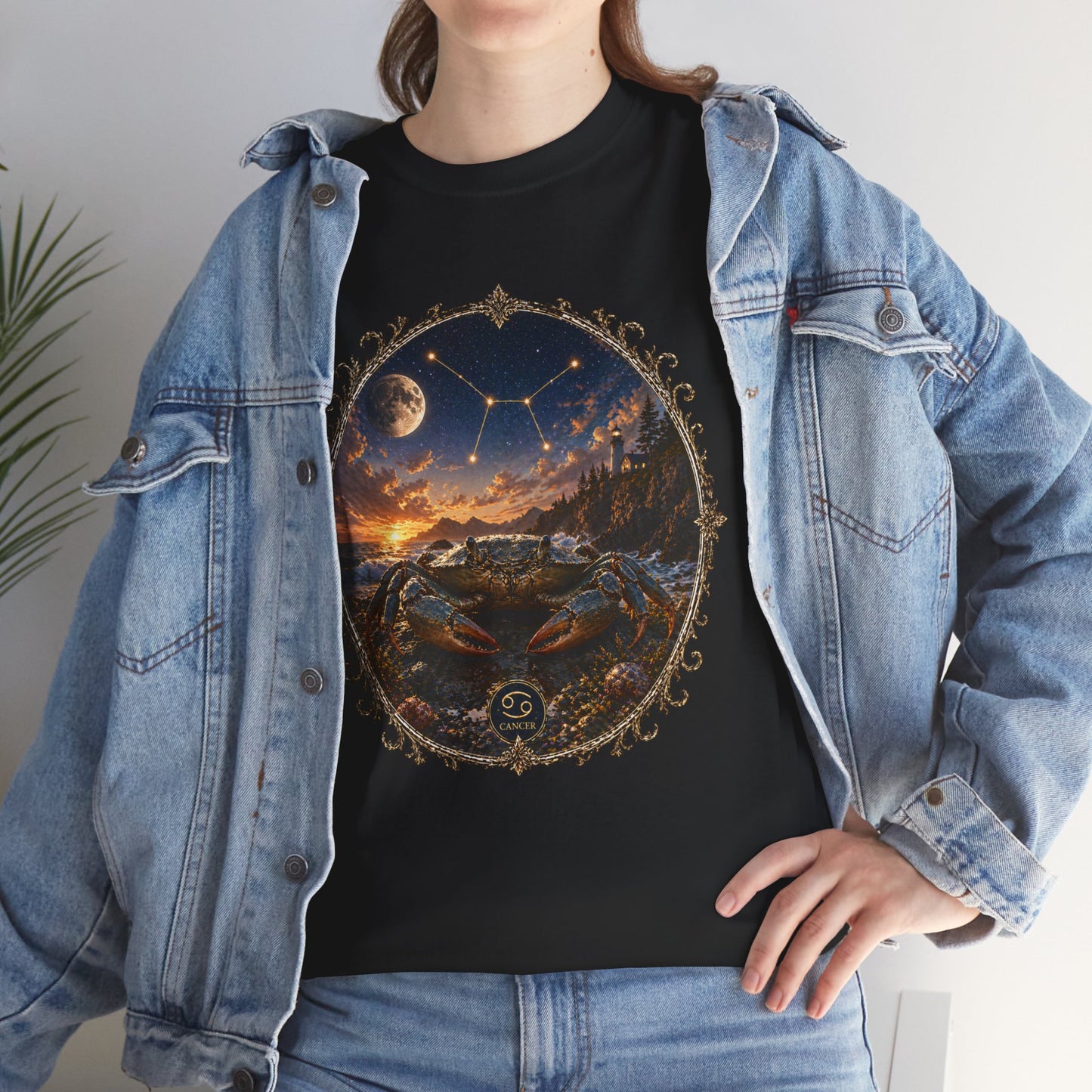 Cancer Zodiac T-Shirt – Mystic Crab Moon Design | Emotional & Cosmic Astrology Tee