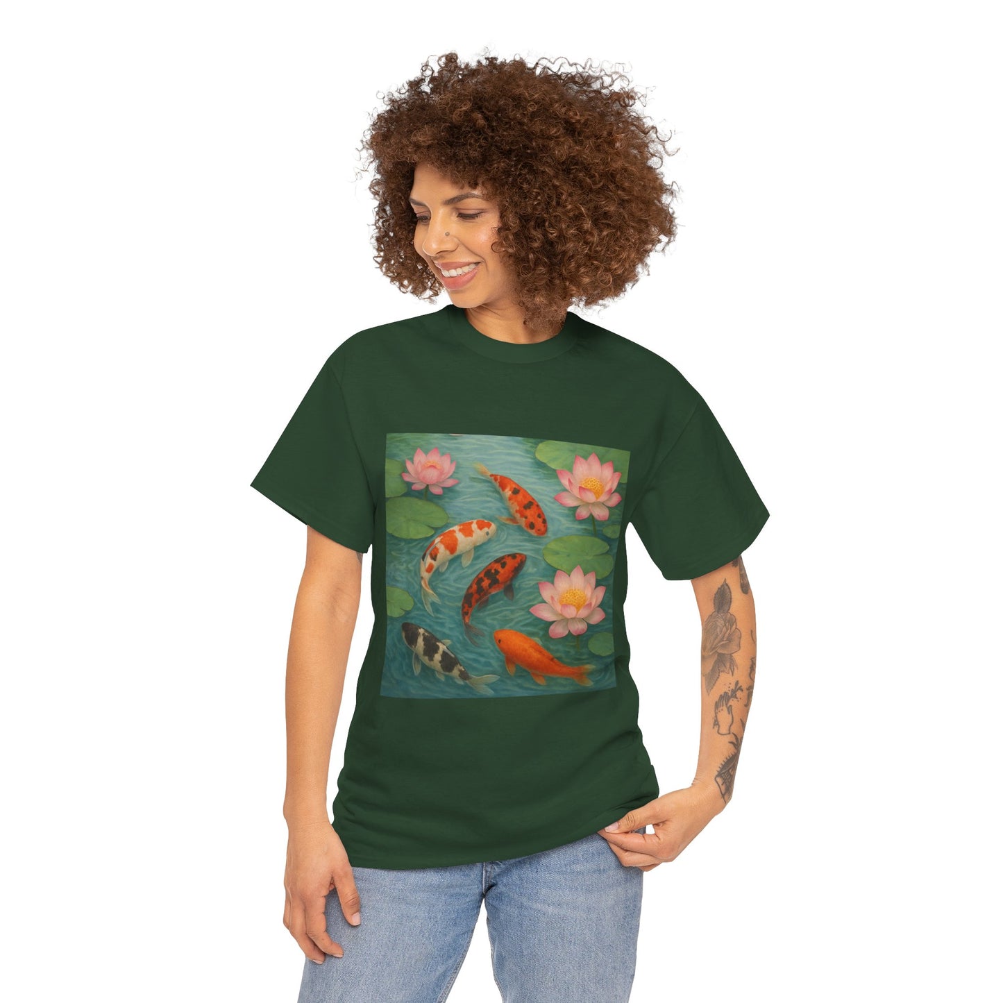 Koi Fish Lotus Pond T-Shirt – Zen Nature Aesthetic Tee