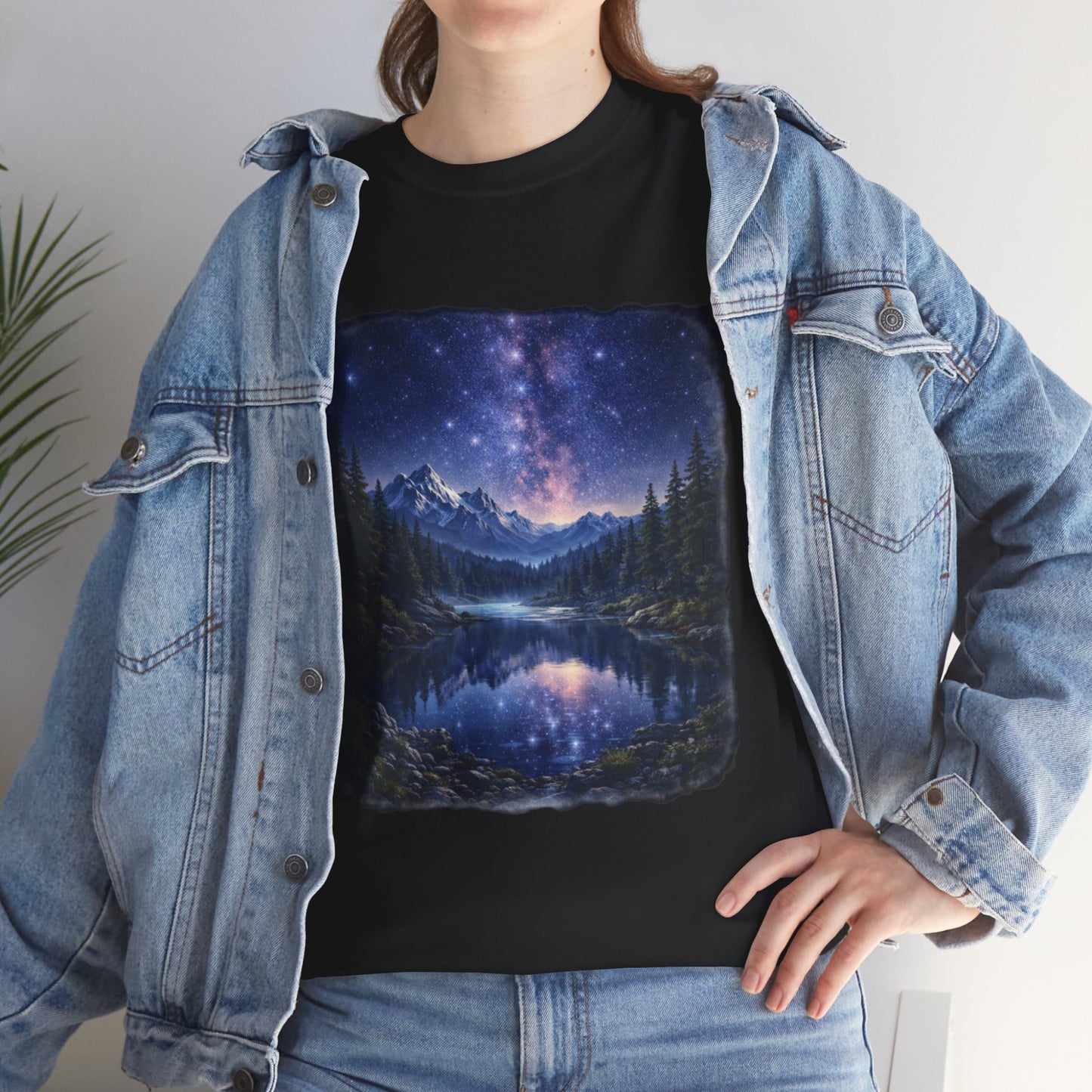 Midnight Reflection Nature T-Shirt – Moonlit Lake & Forest Design