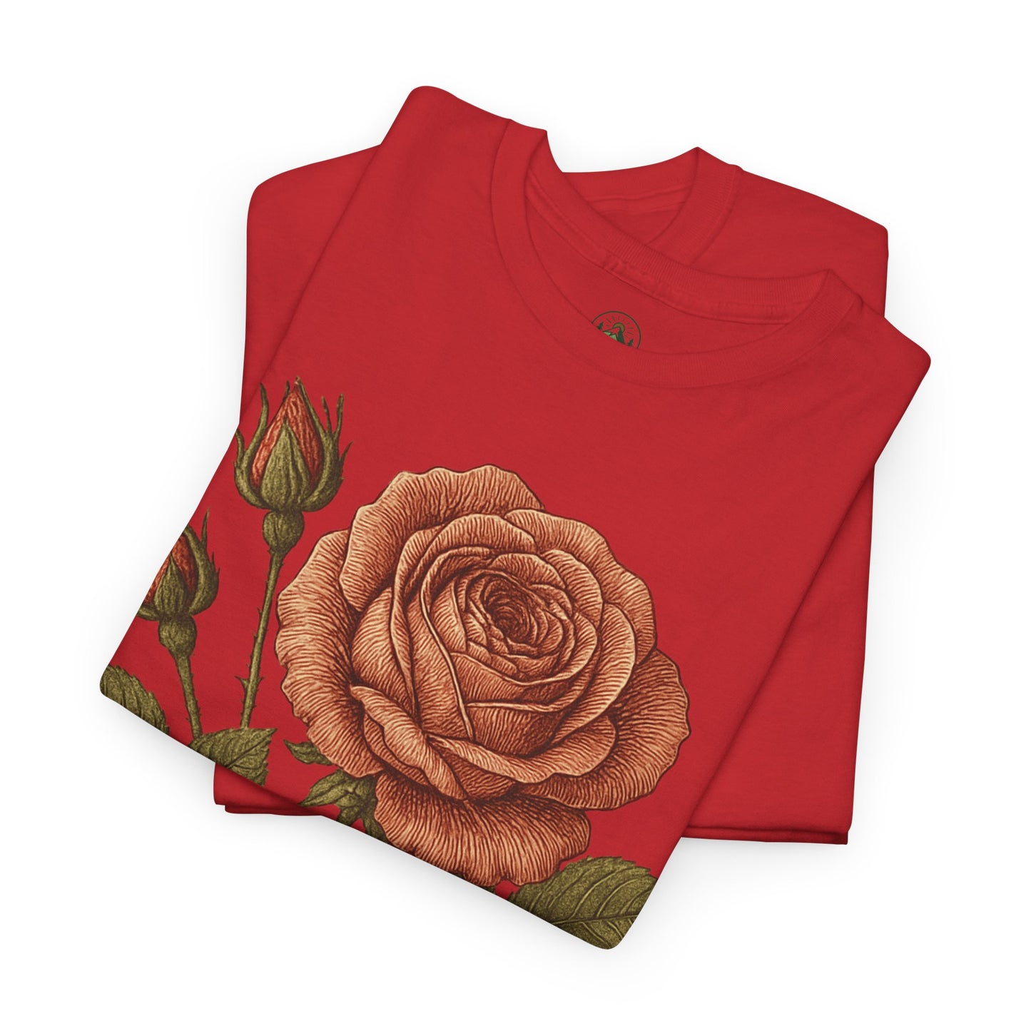Vintage Botanical Rose T-Shirt – Minimalist Floral Aesthetic Tee