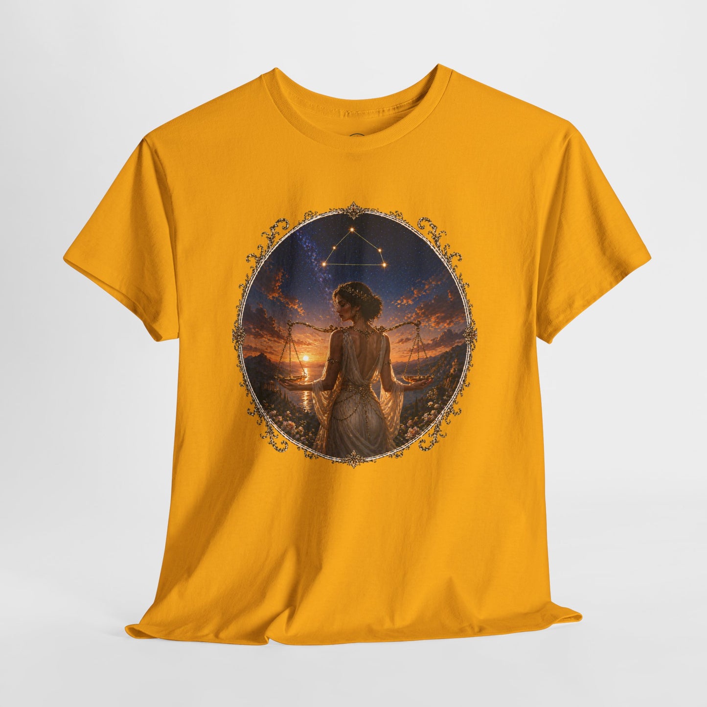 Libra Zodiac T-Shirt – Balance Scales Aesthetic Design | Elegant Astrology Tee