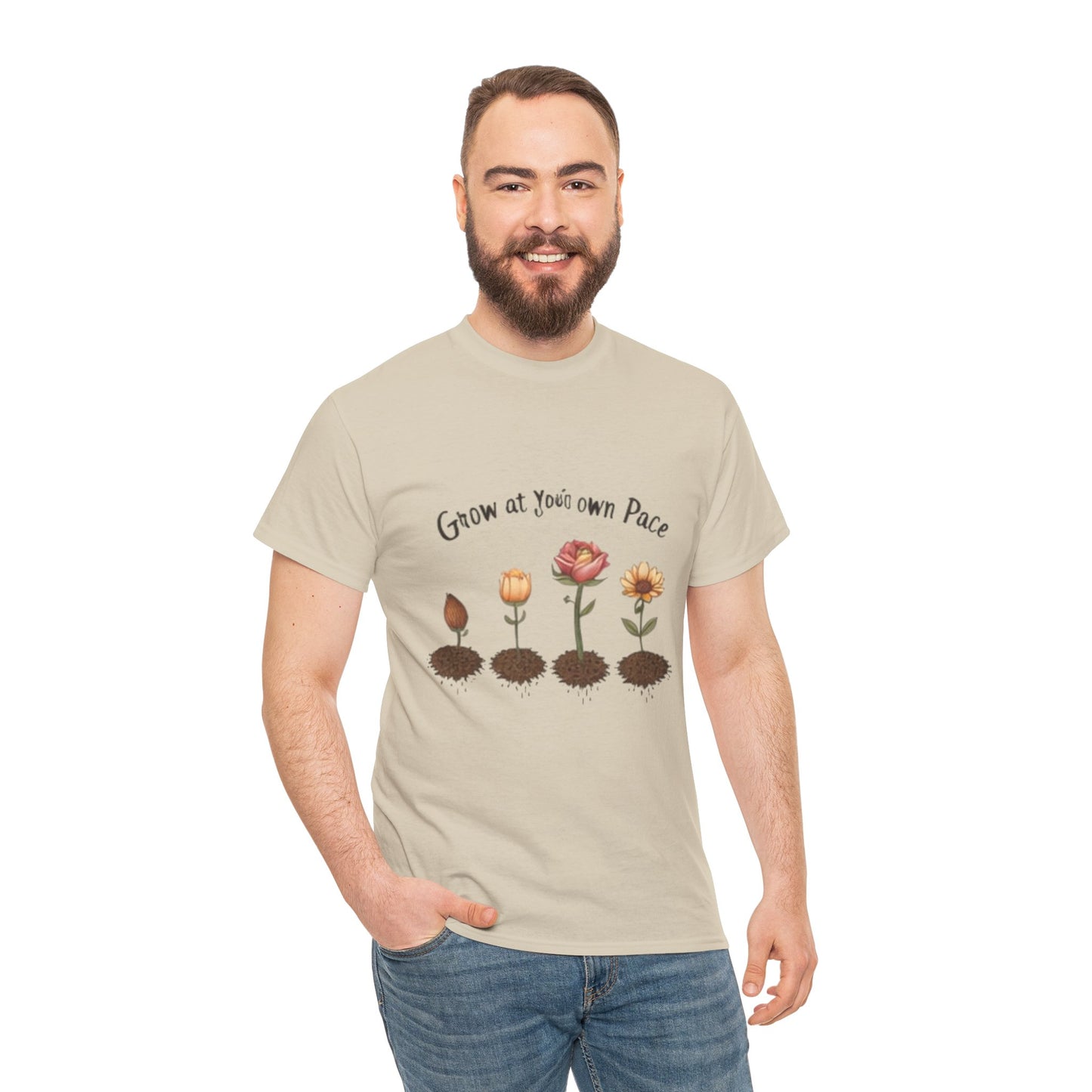 Grow at Your Own Pace T-Shirt – Minimalist Flower Pot Tee, Aesthetic Botanical Shirt, Unisex Gift for Plant Lovers