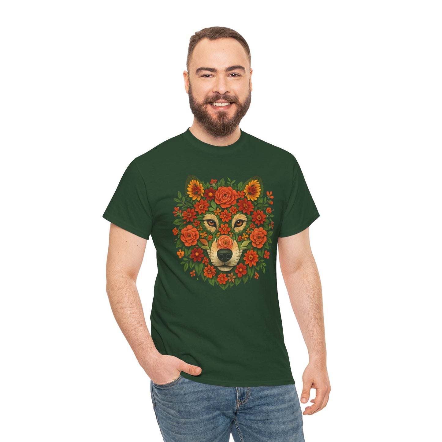 Floral Animal Portrait T-Shirt – Nature Art Aesthetic Tee