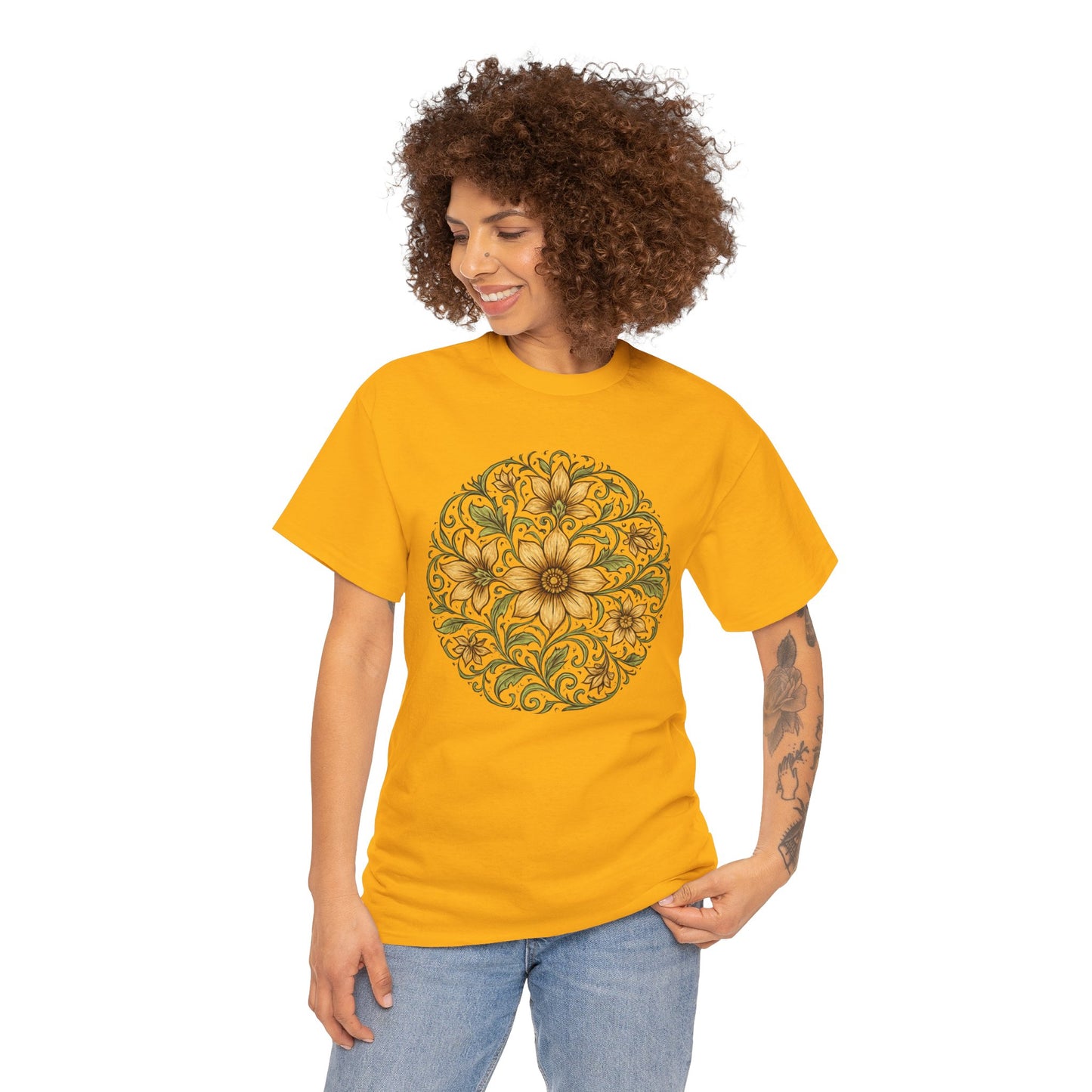 Spring Awakening Mandala T-Shirt – Boho Floral Aesthetic Tee