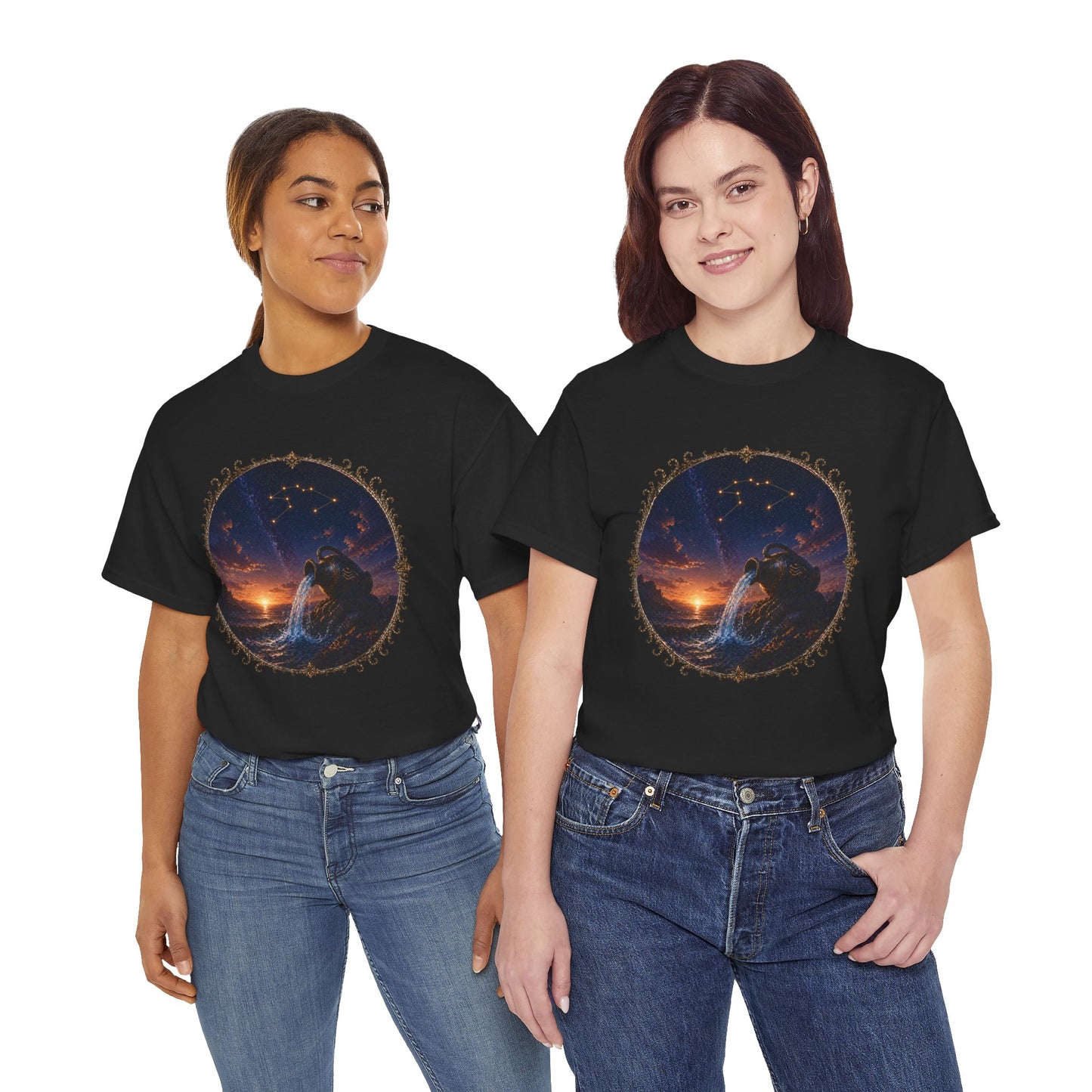 Aquarius Zodiac T-Shirt – Water Bearer Cosmic Design | Unique & Visionary Astrology Tee