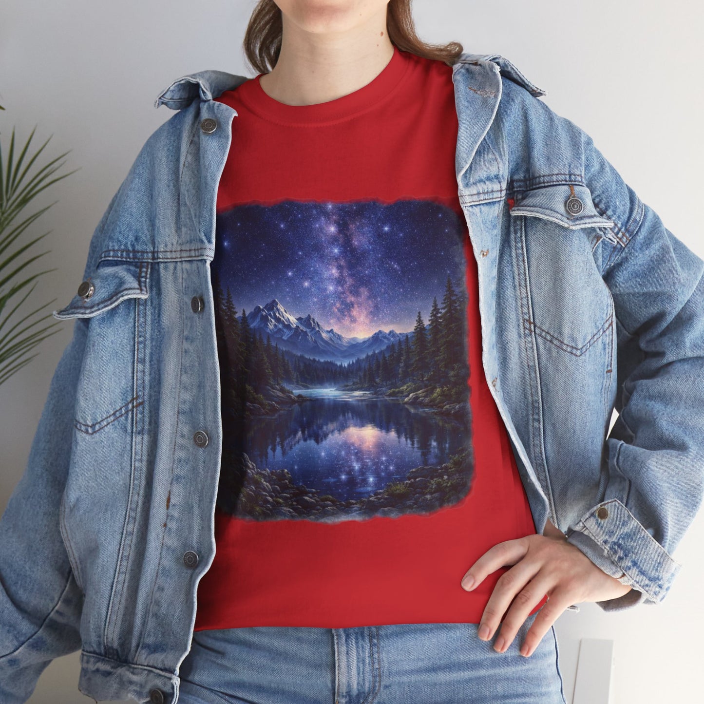 Midnight Reflection Nature T-Shirt – Moonlit Lake & Forest Design
