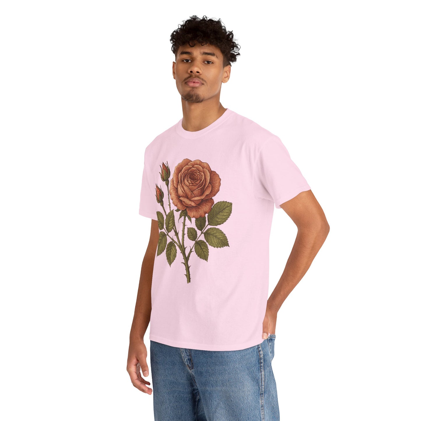 Vintage Botanical Rose T-Shirt – Minimalist Floral Aesthetic Tee