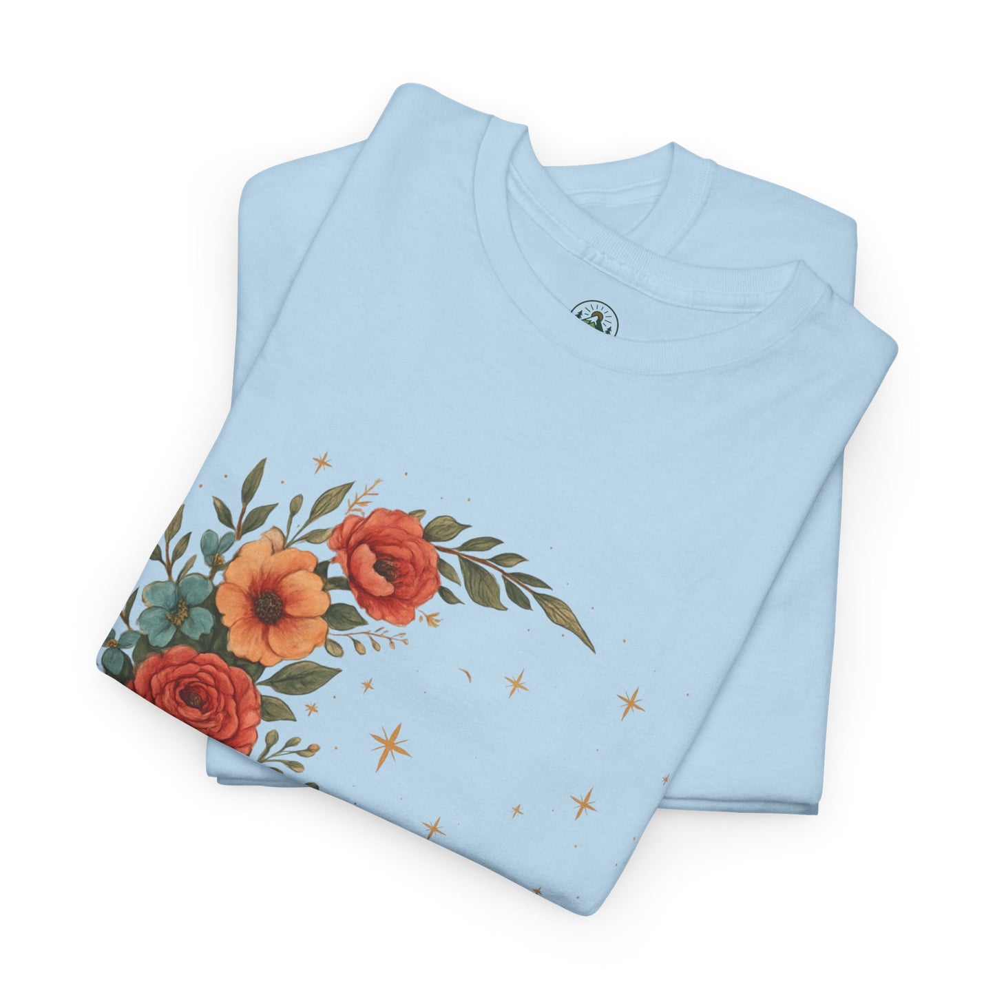 Floral Crescent Moon T-Shirt – Boho Nature Aesthetic Tee