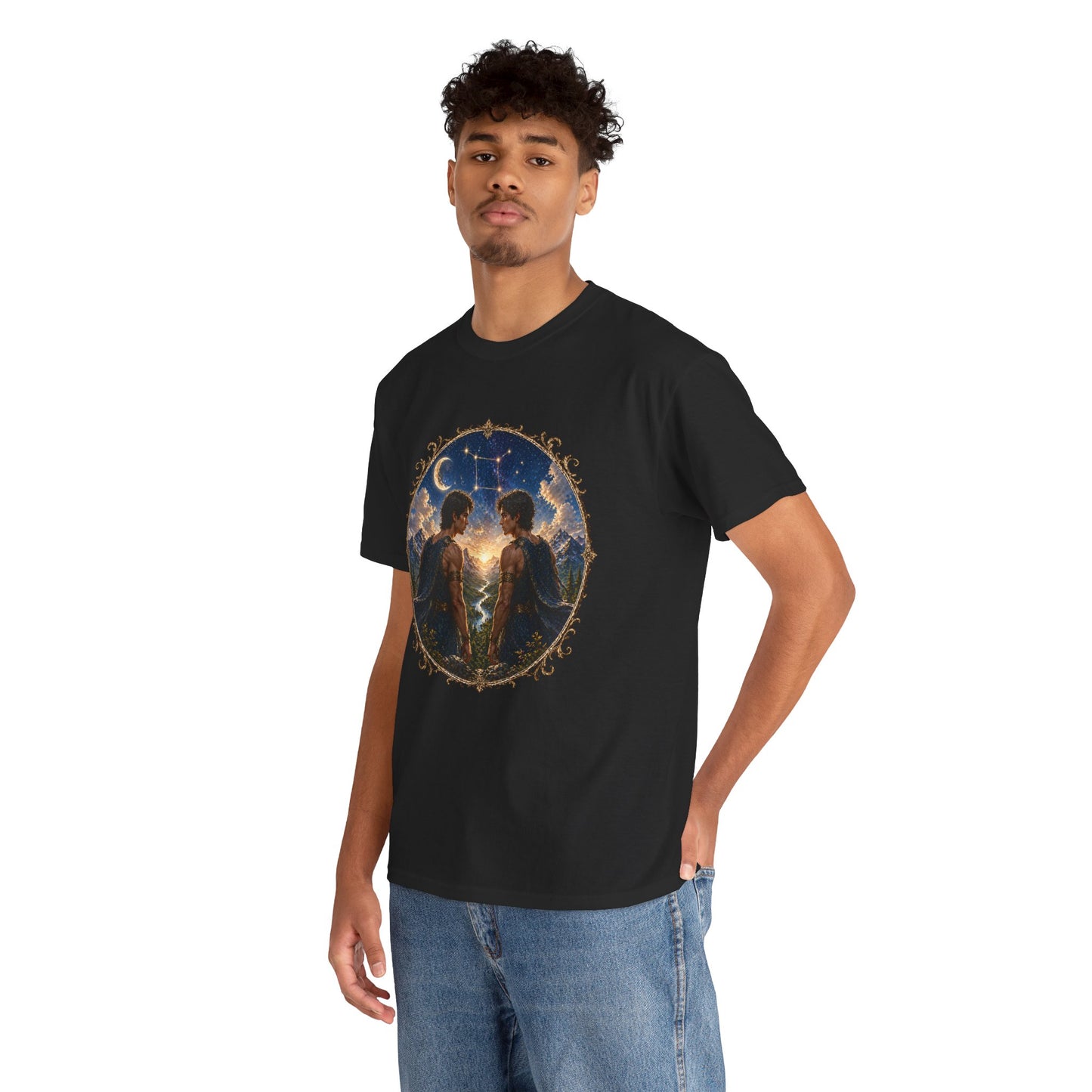 Gemini Zodiac T-Shirt – Dual Energy Twins Design | Astrology & Cosmic Nature Tee