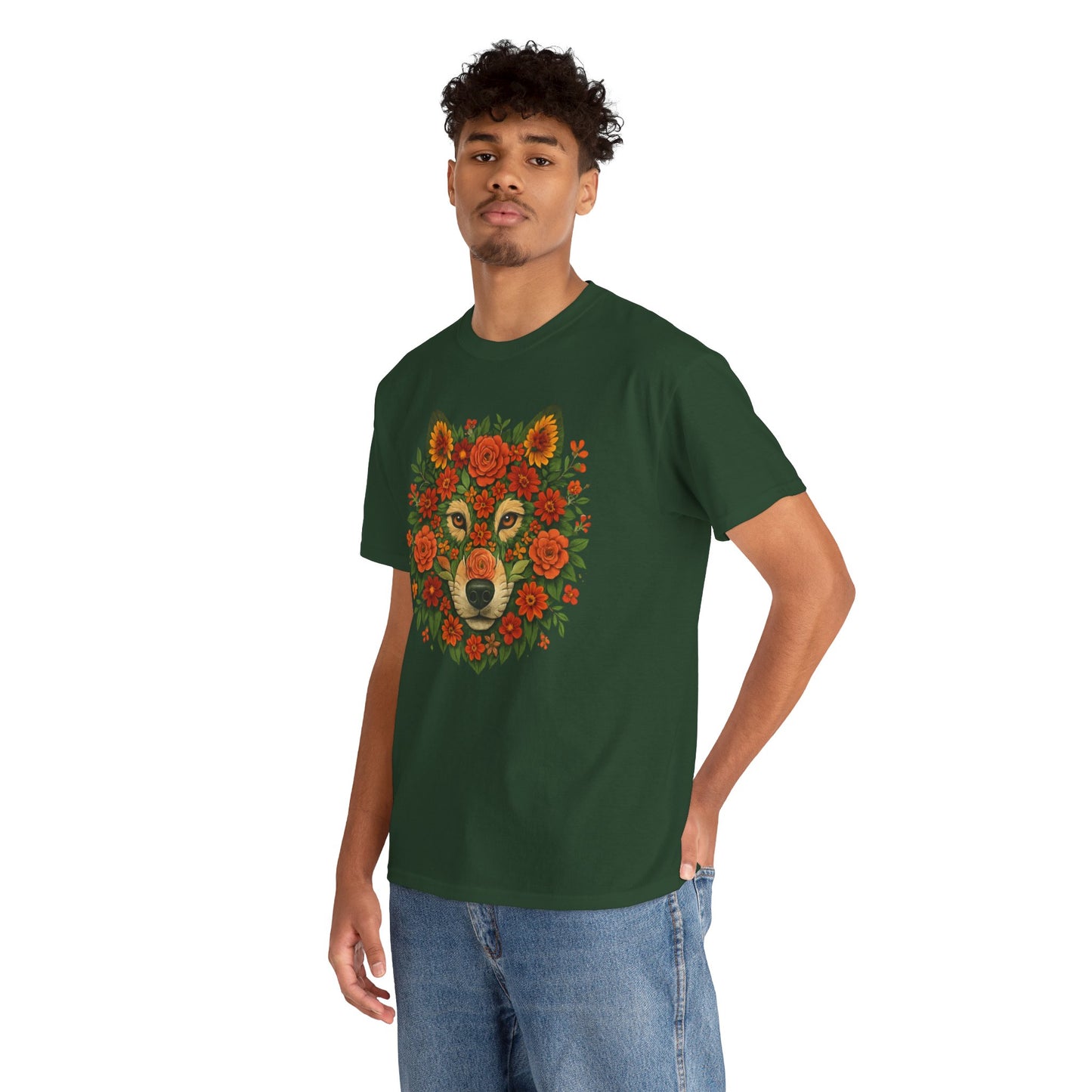 Floral Animal Portrait T-Shirt – Nature Art Aesthetic Tee