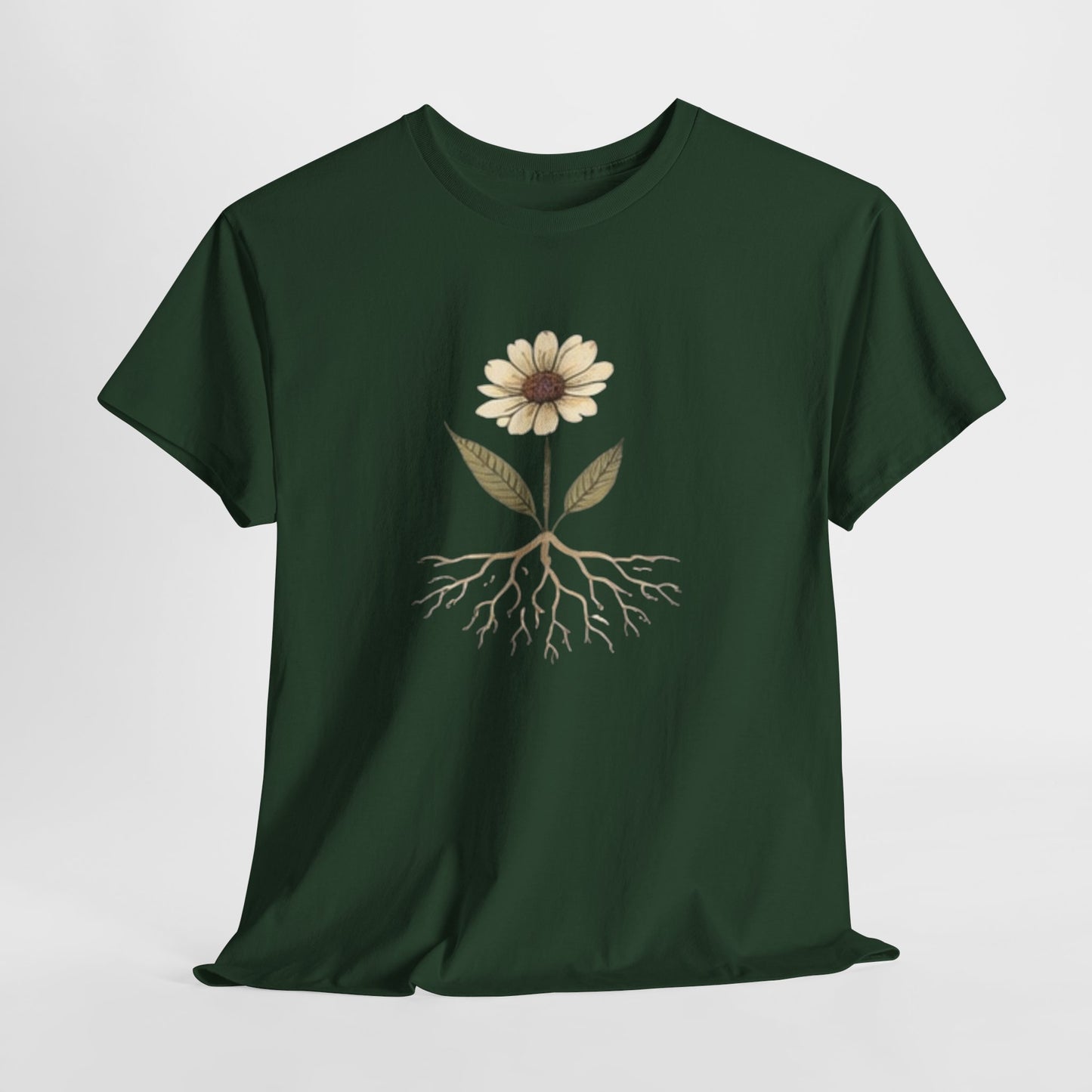 Minimalist Flower Roots T-Shirt – Nature Inspired Graphic Tee, Botanical Design, Aesthetic Plant Shirt, Unisex Cotton Tee