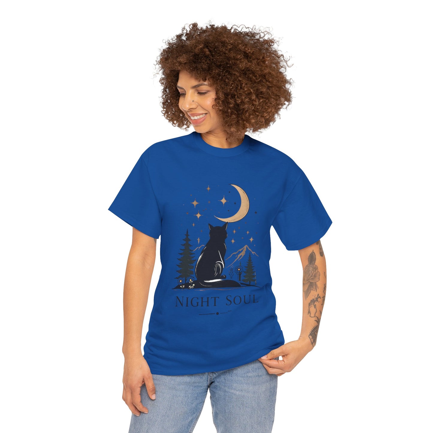 Black Cat Moon T-Shirt – Night Soul Aesthetic Tee, Minimalist Cat Lover Shirt