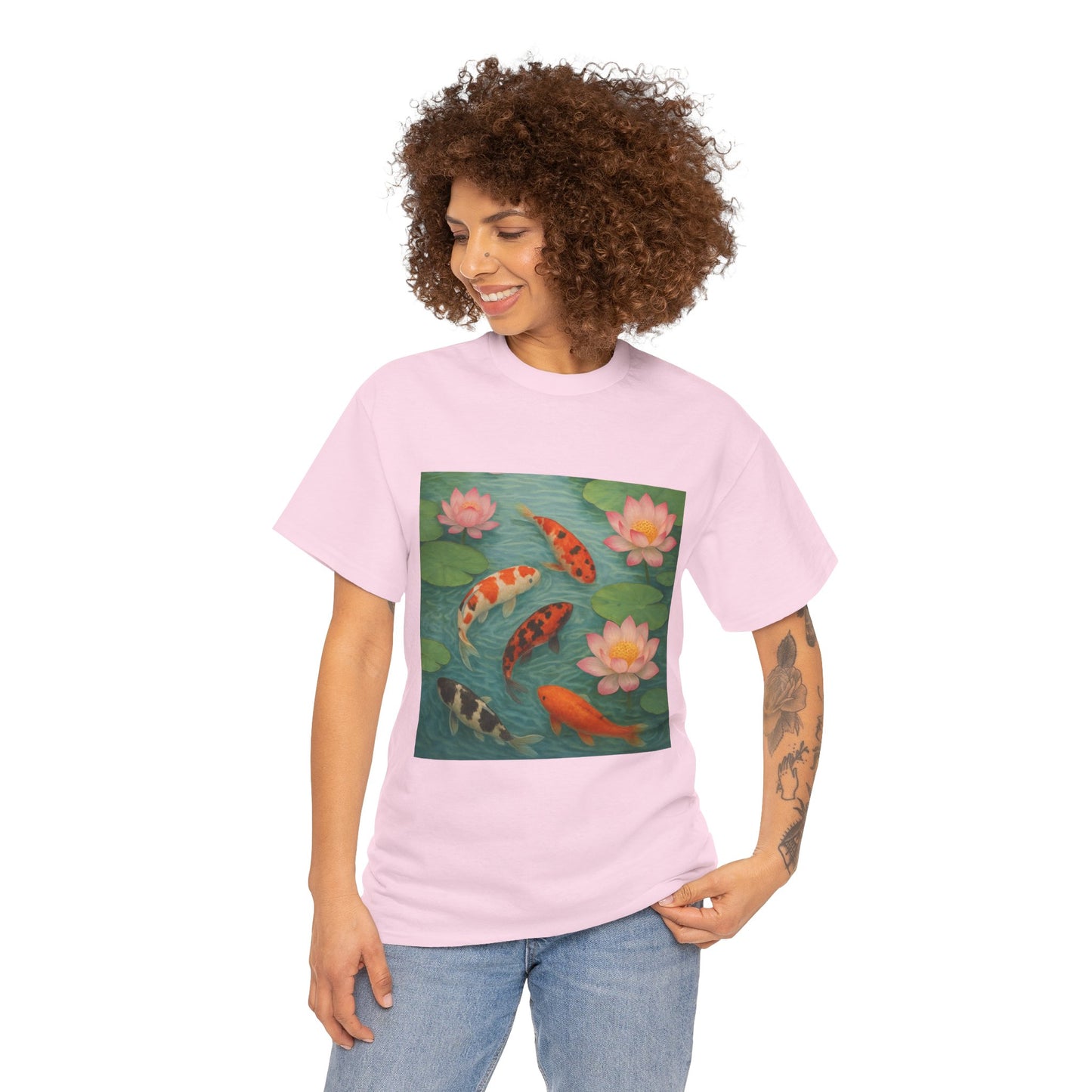 Koi Fish Lotus Pond T-Shirt – Zen Nature Aesthetic Tee