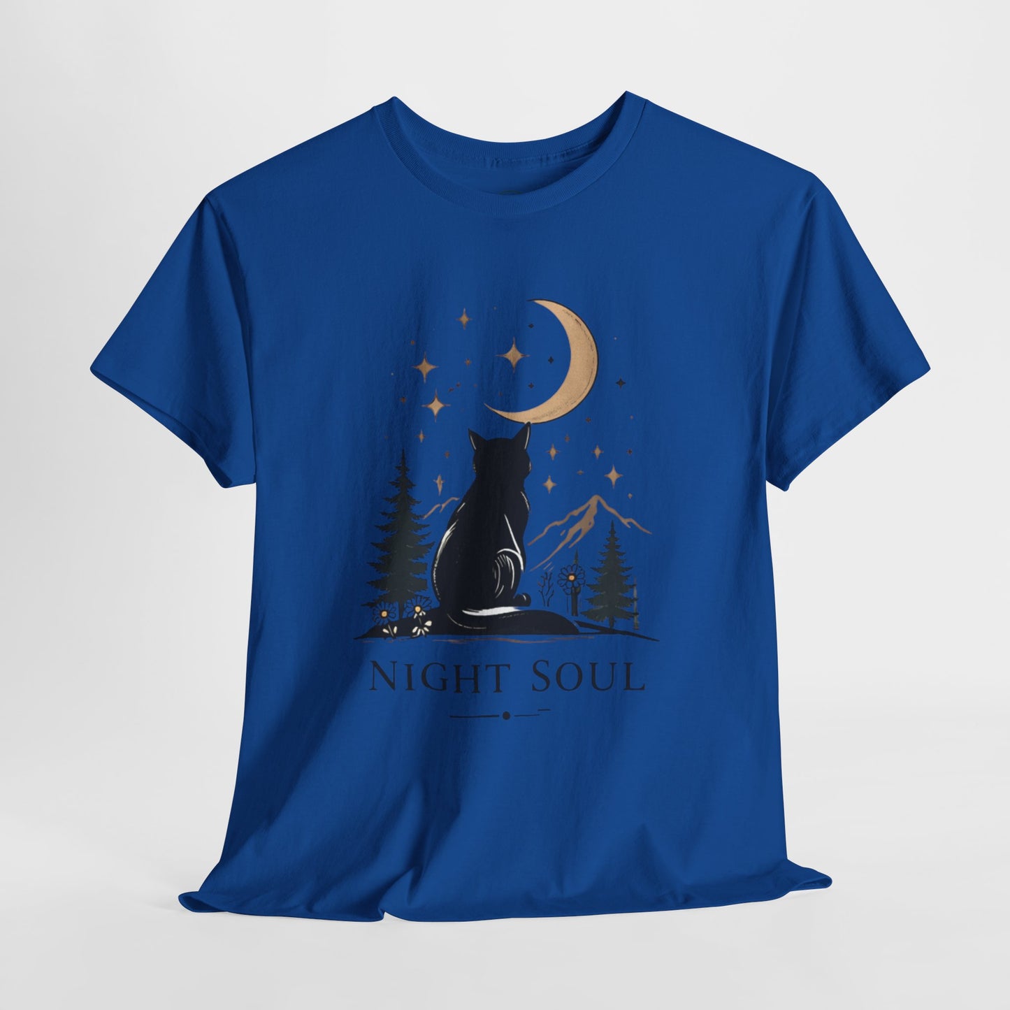 Black Cat Moon T-Shirt – Night Soul Aesthetic Tee, Minimalist Cat Lover Shirt