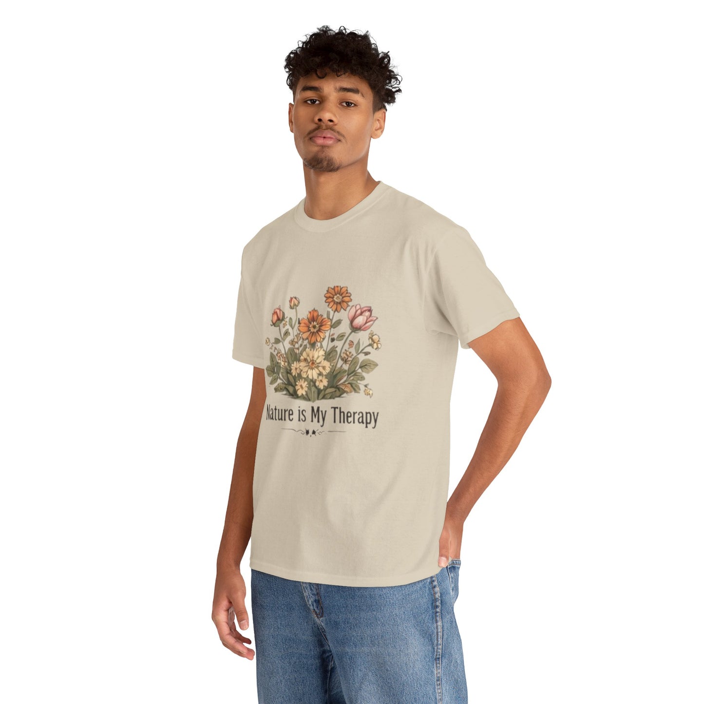 Nature Is My Therapy T-Shirt - Minimalist Floral Design Tee