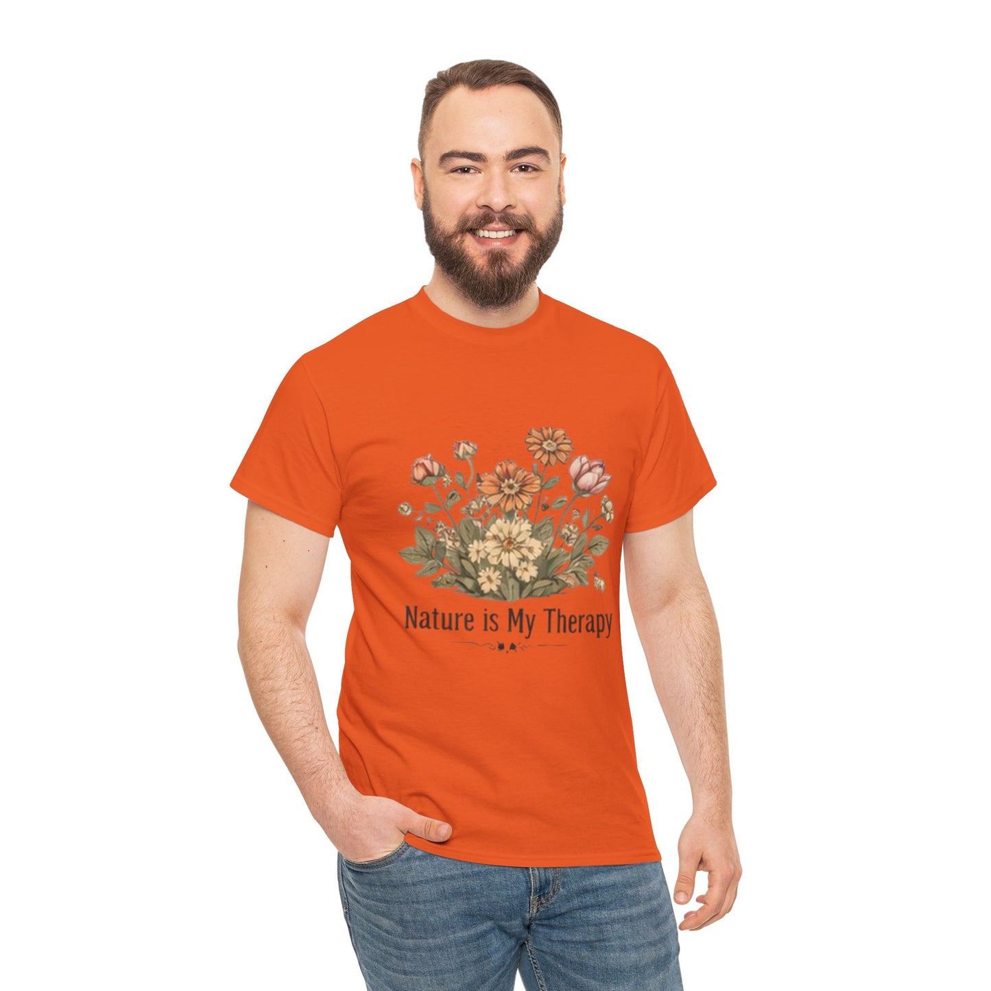 Nature Is My Therapy T-Shirt - Minimalist Floral Design Tee