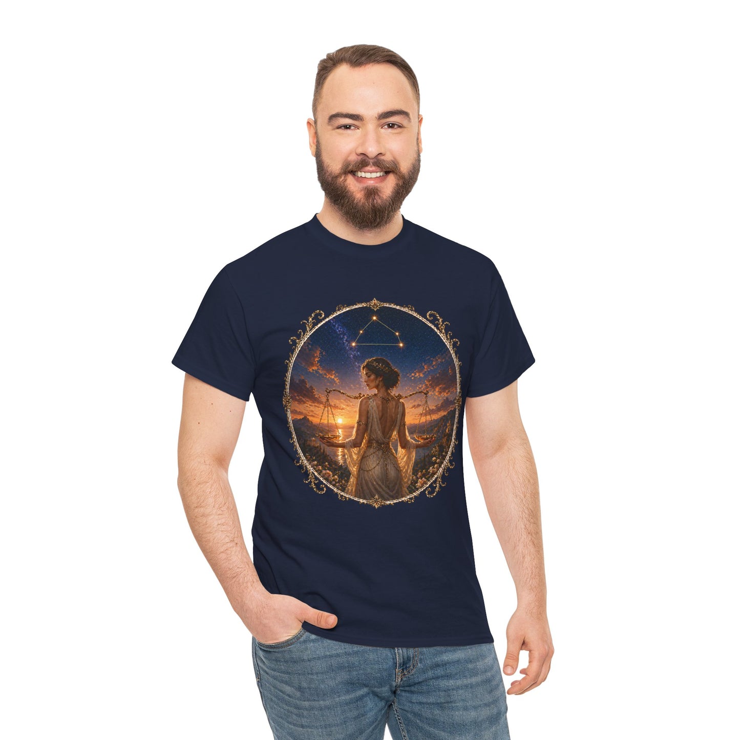 Libra Zodiac T-Shirt – Balance Scales Aesthetic Design | Elegant Astrology Tee