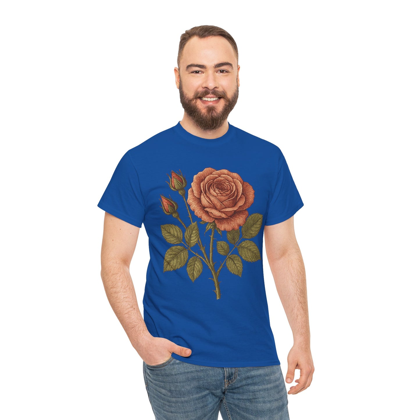 Vintage Botanical Rose T-Shirt – Minimalist Floral Aesthetic Tee