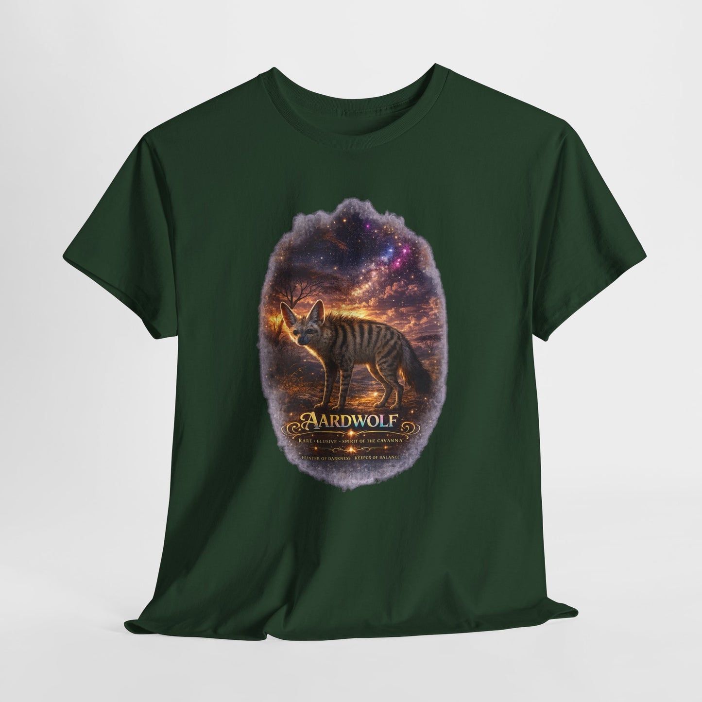 Aardwolf T-Shirt – Mystic Night Wildlife Design | Rare Cosmic Animal Graphic Tee