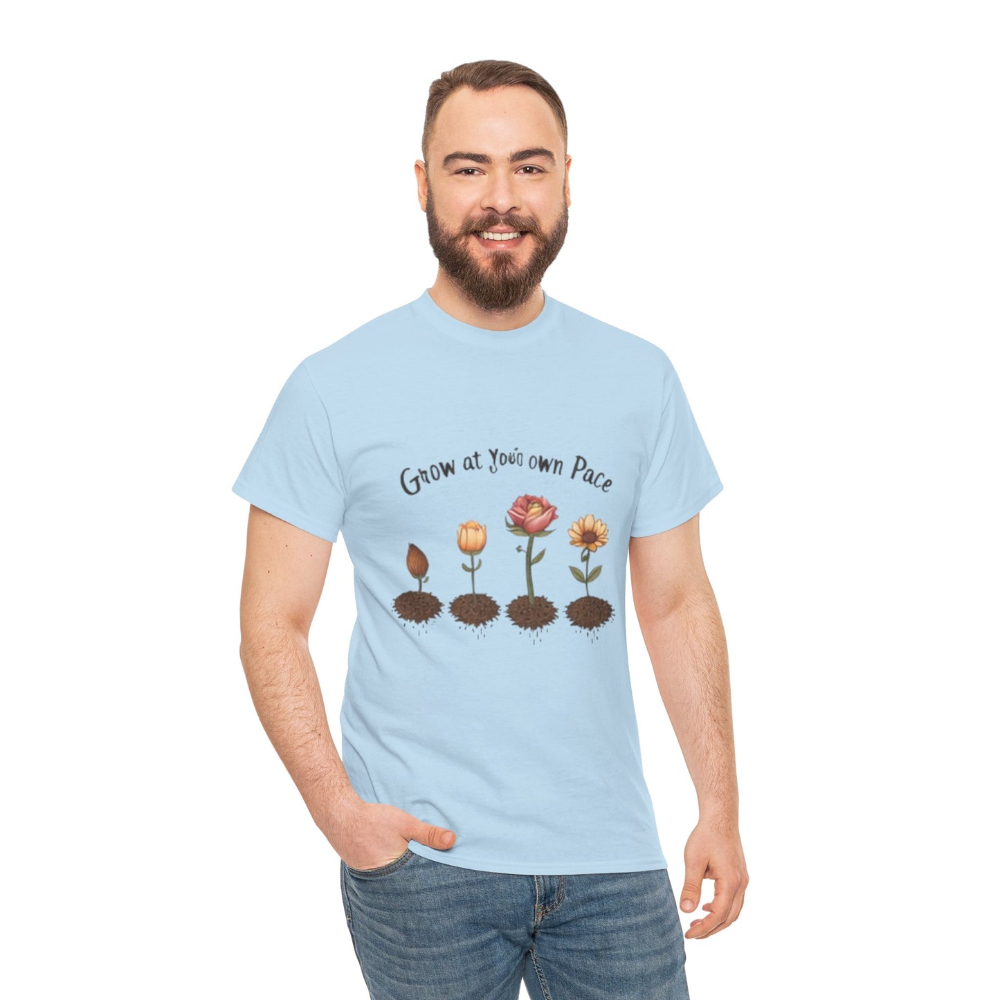 Grow at Your Own Pace T-Shirt – Minimalist Flower Pot Tee, Aesthetic Botanical Shirt, Unisex Gift for Plant Lovers