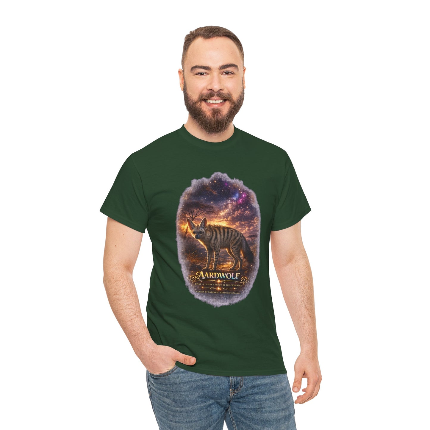 Aardwolf T-Shirt – Mystic Night Wildlife Design | Rare Cosmic Animal Graphic Tee
