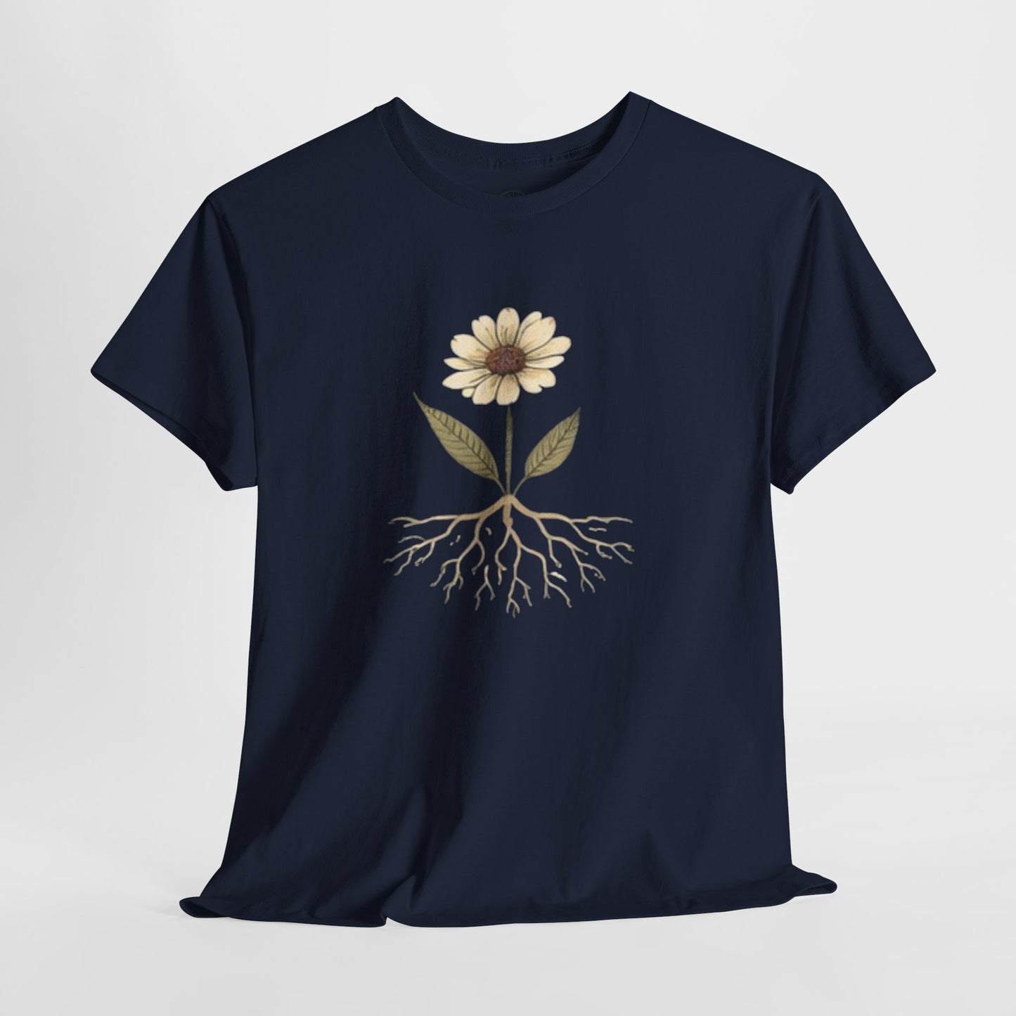 Minimalist Flower Roots T-Shirt – Nature Inspired Graphic Tee, Botanical Design, Aesthetic Plant Shirt, Unisex Cotton Tee