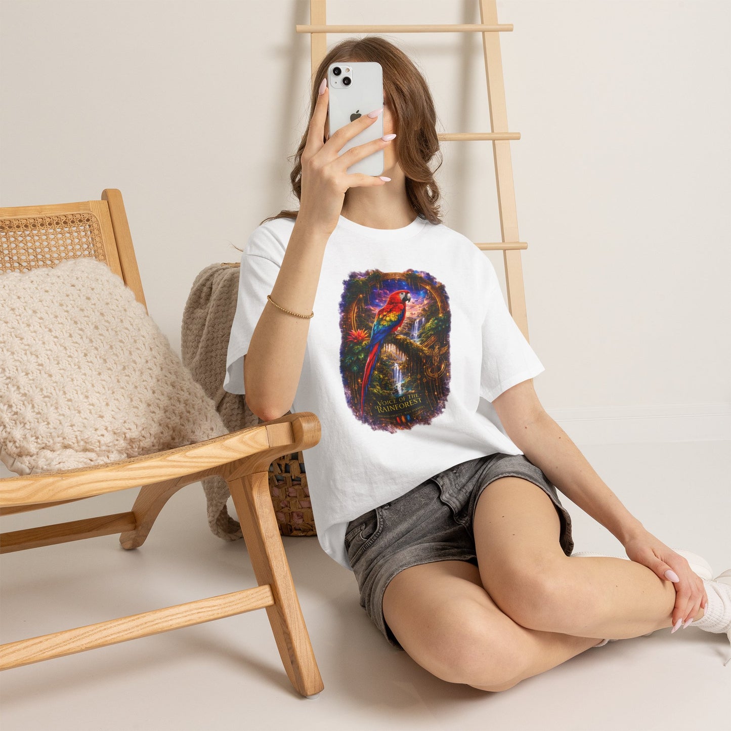 Scarlet Macaw T-Shirt – Tropical Rainforest Cosmic Design | Exotic Bird Wildlife Tee