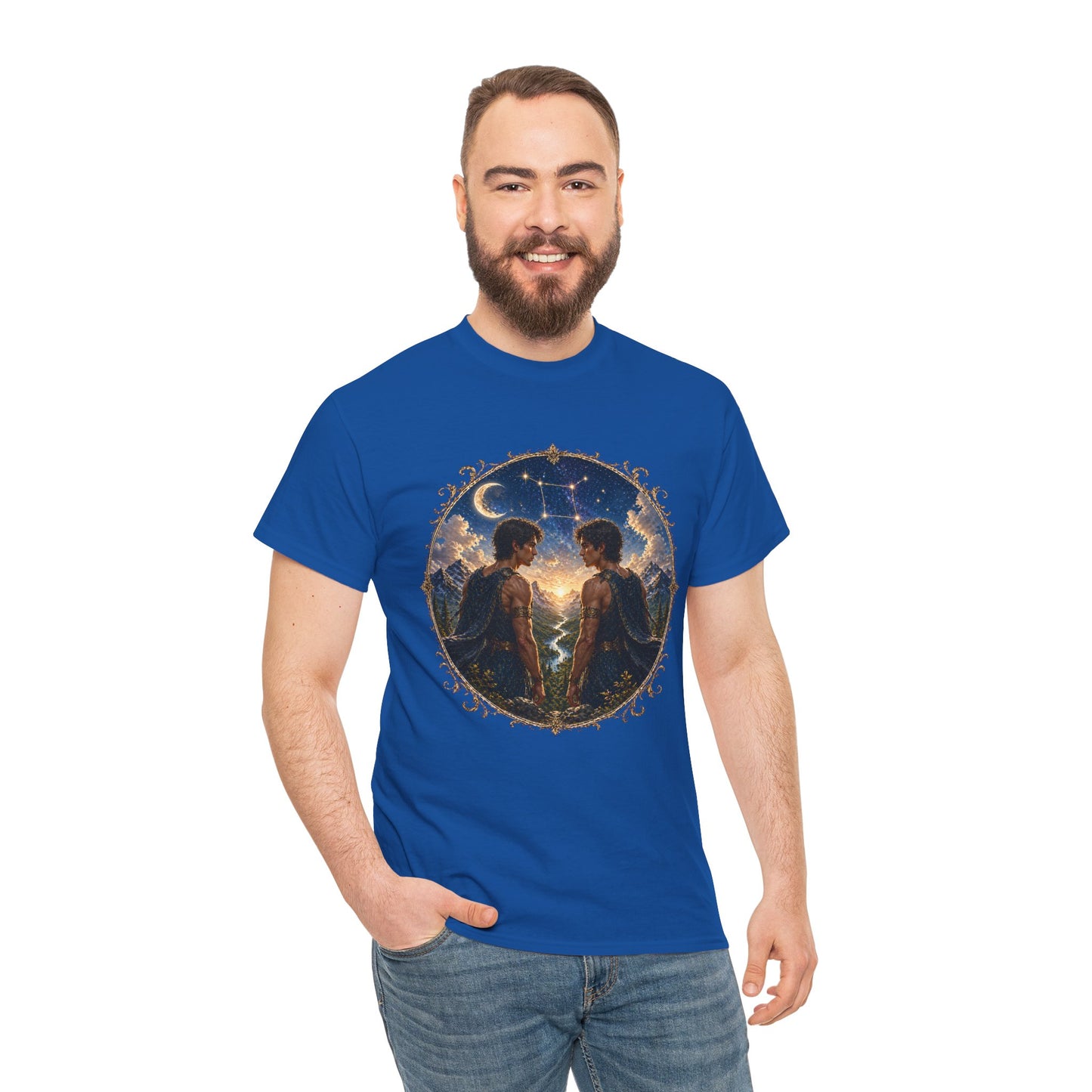 Gemini Zodiac T-Shirt – Dual Energy Twins Design | Astrology & Cosmic Nature Tee