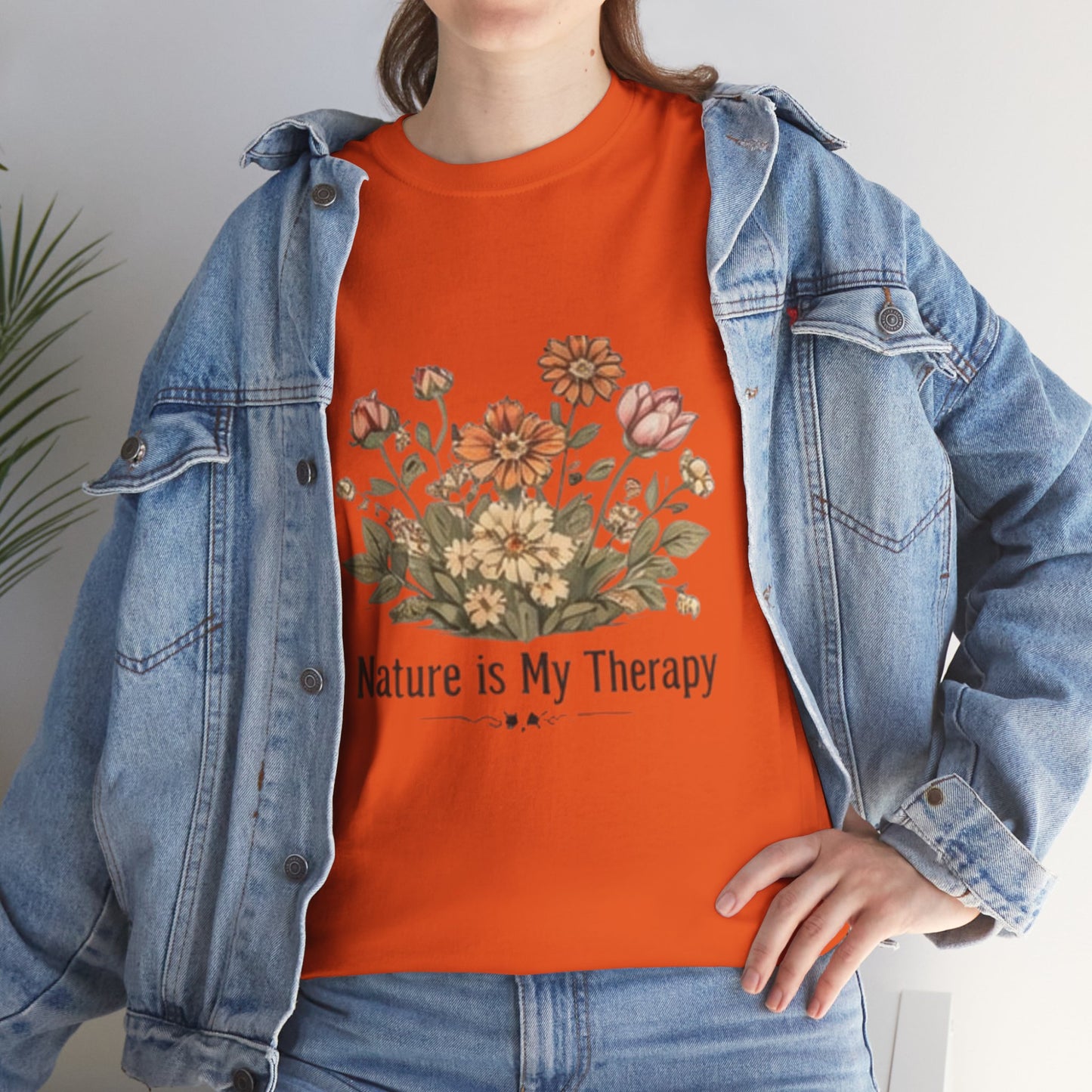 Nature Is My Therapy T-Shirt - Minimalist Floral Design Tee