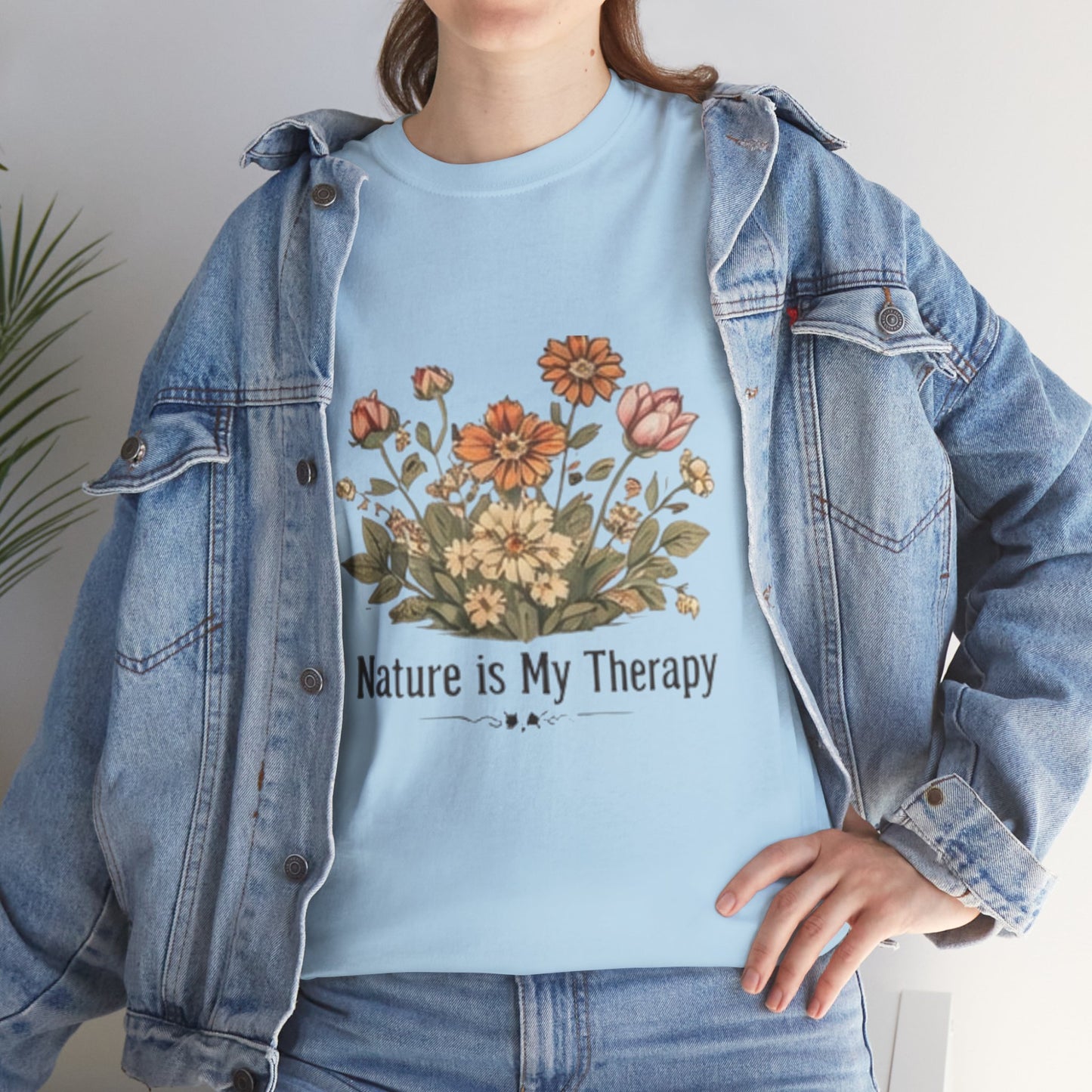 Nature Is My Therapy T-Shirt - Minimalist Floral Design Tee