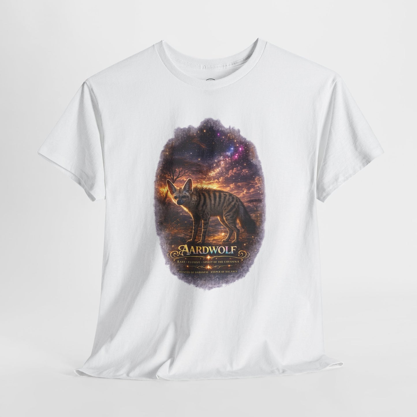 Aardwolf T-Shirt – Mystic Night Wildlife Design | Rare Cosmic Animal Graphic Tee