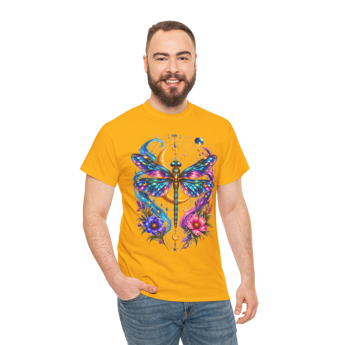 Celestial Dragonfly T-Shirt – Moon & Wildflower Nature Tee