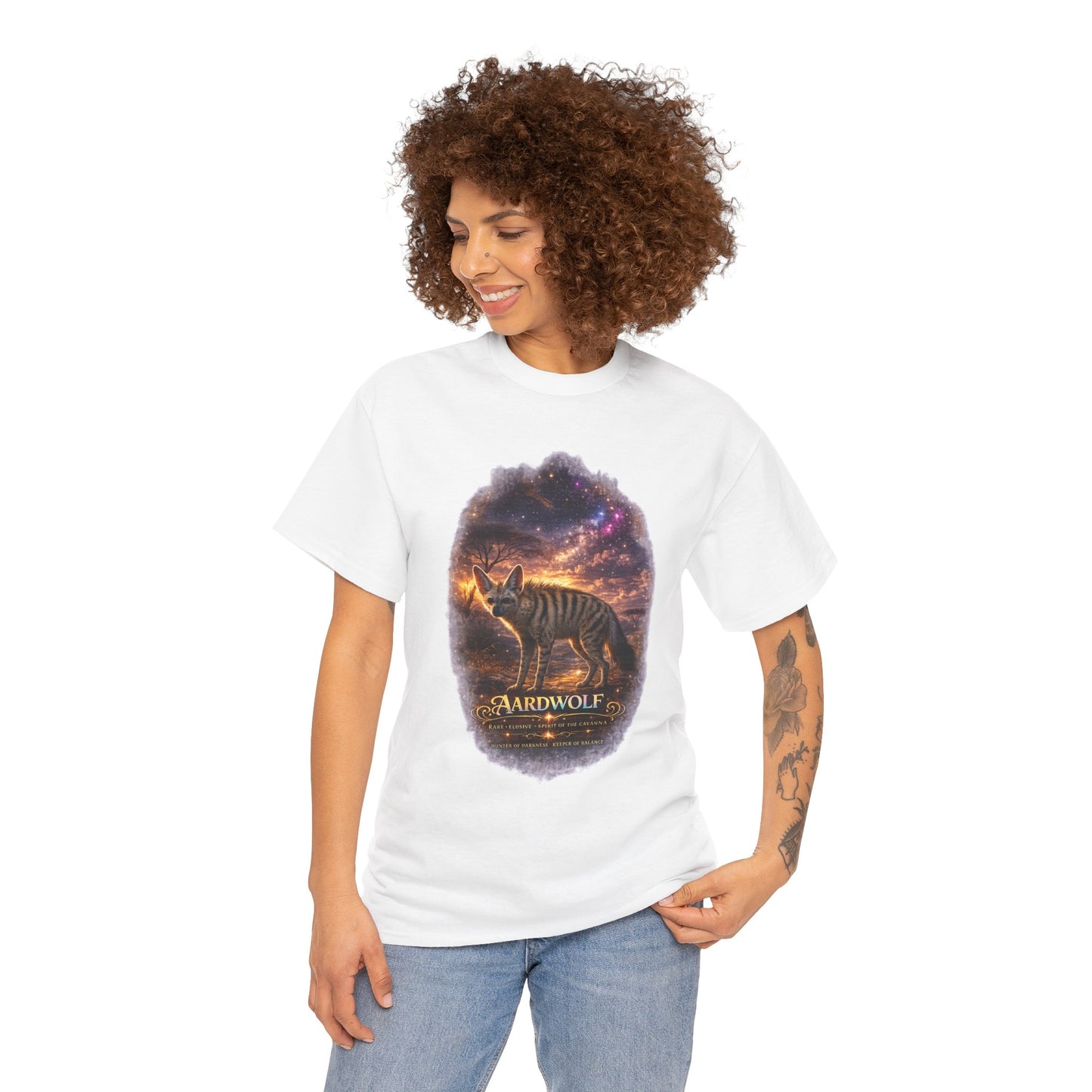Aardwolf T-Shirt – Mystic Night Wildlife Design | Rare Cosmic Animal Graphic Tee