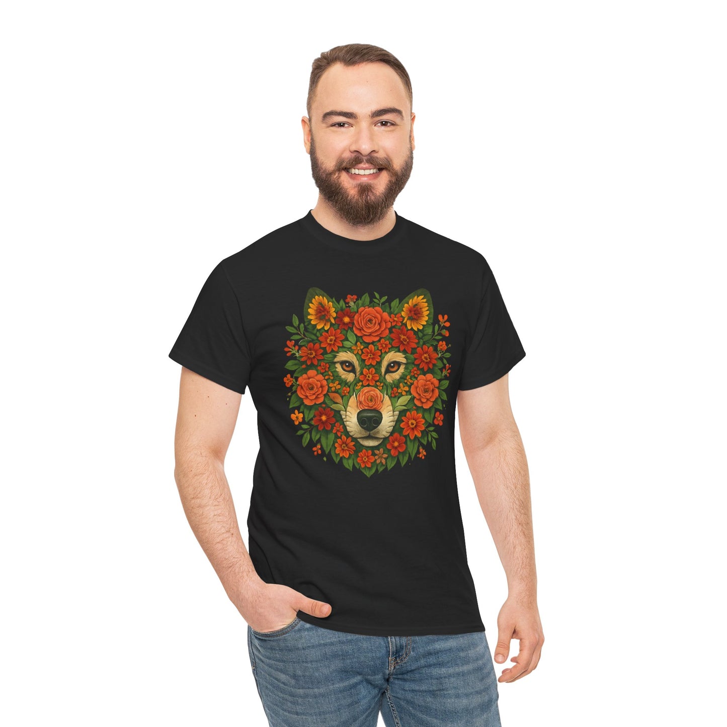 Floral Animal Portrait T-Shirt – Nature Art Aesthetic Tee
