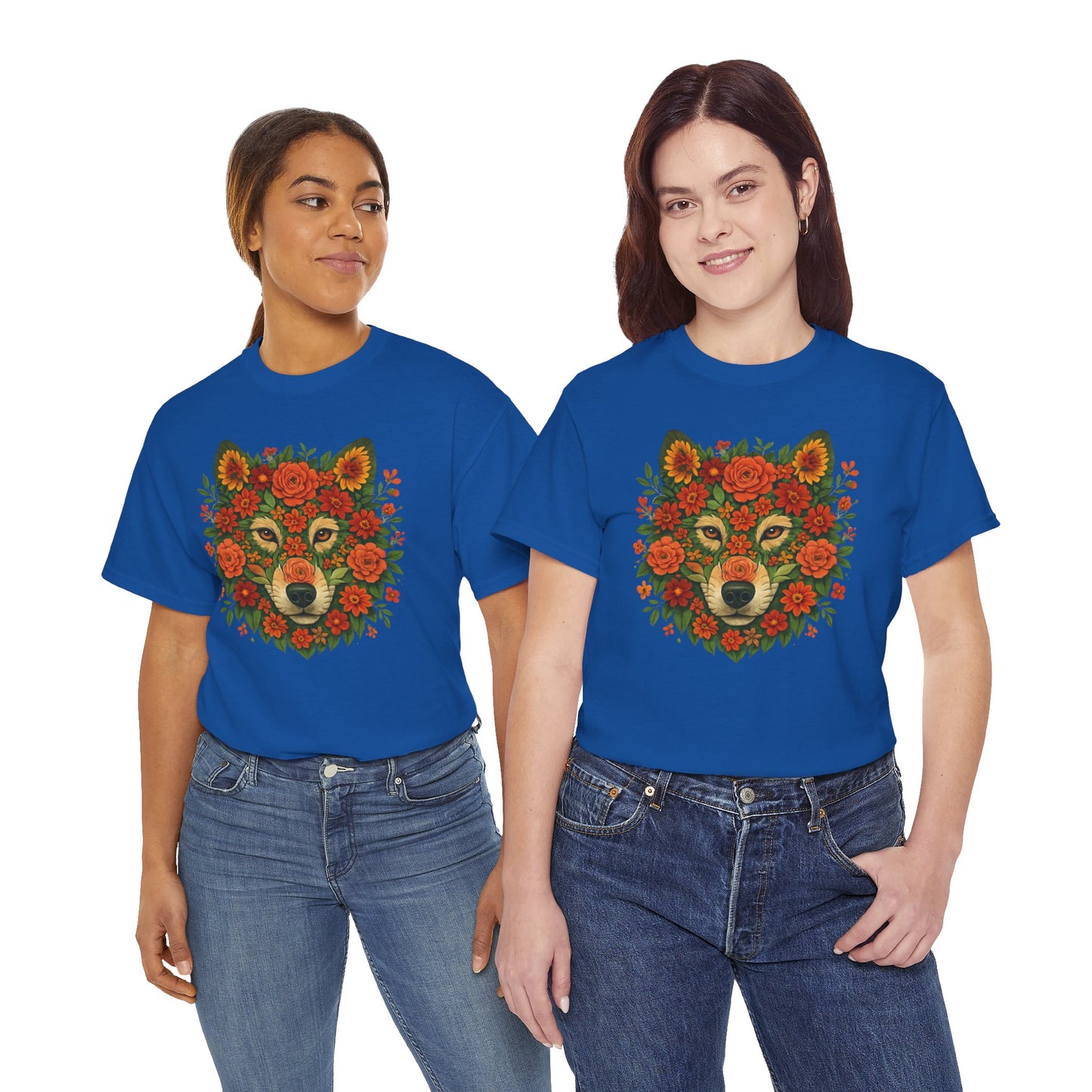 Floral Animal Portrait T-Shirt – Nature Art Aesthetic Tee