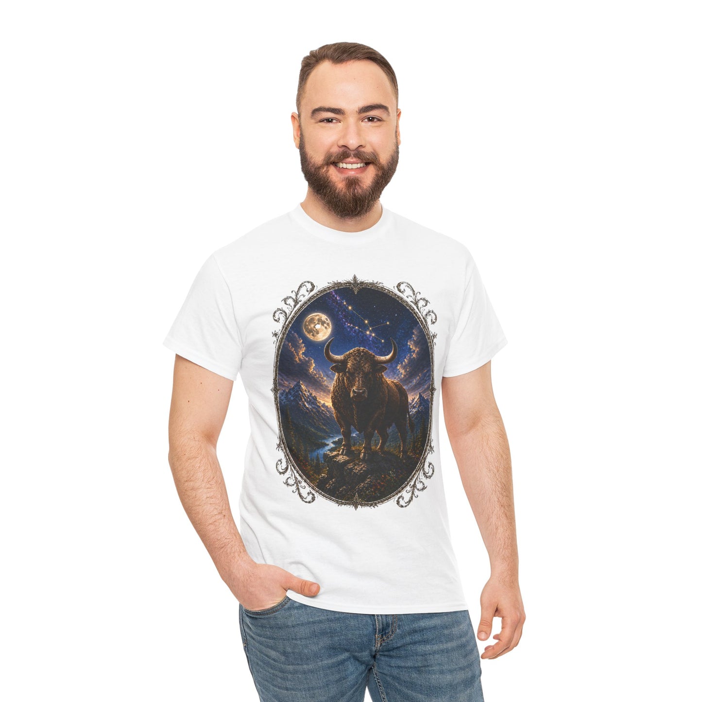 Taurus Zodiac T-Shirt – Mystic Bull Night Design | Nature & Astrology Tee