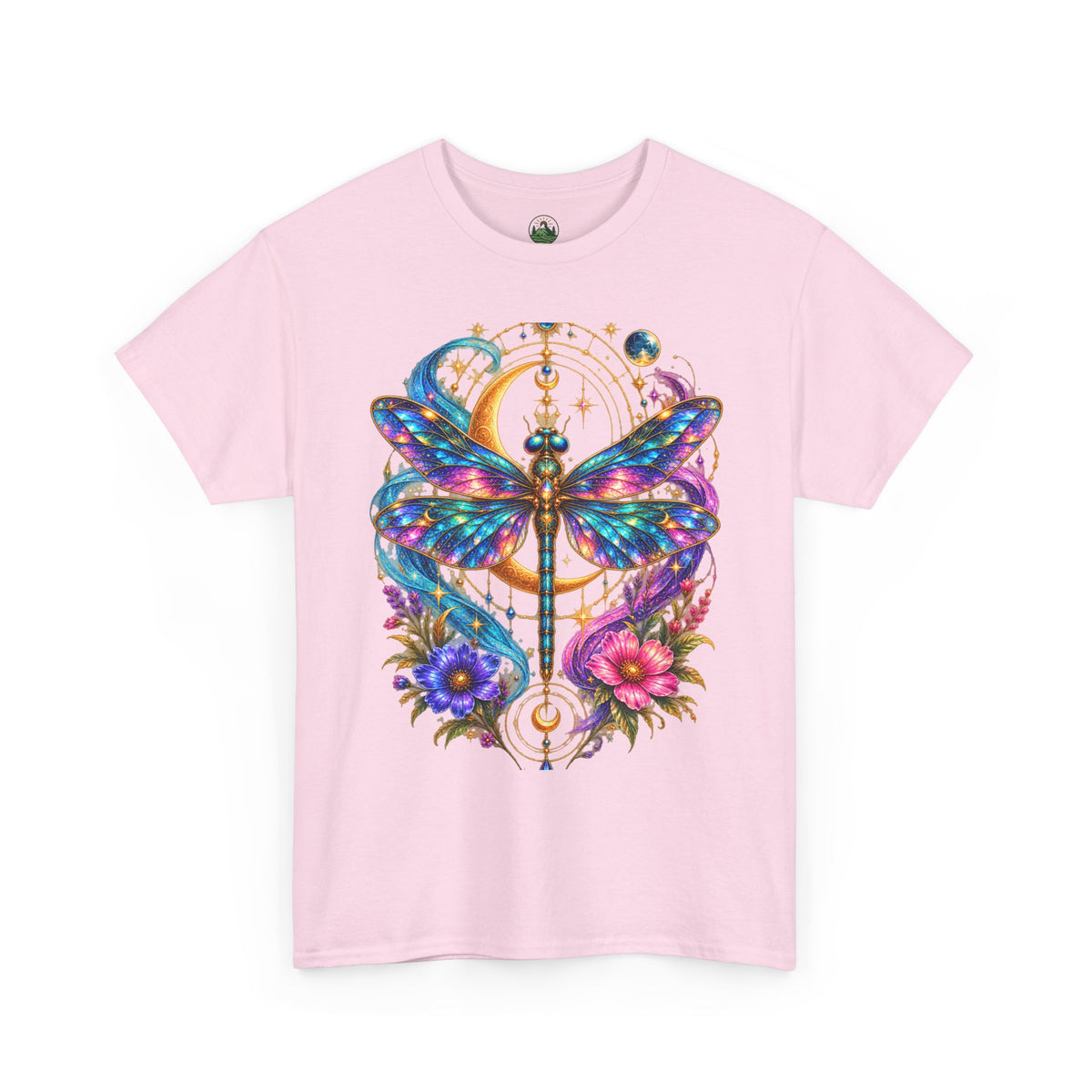 Celestial Dragonfly T-Shirt – Moon & Wildflower Nature Tee