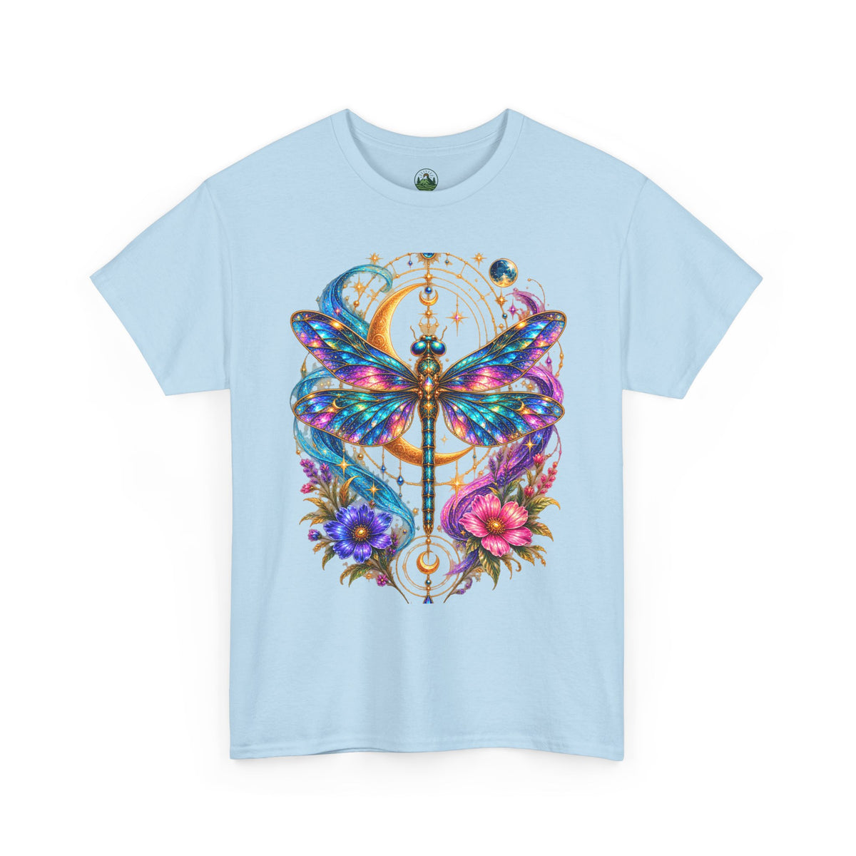 Celestial Dragonfly T-Shirt – Moon & Wildflower Nature Tee