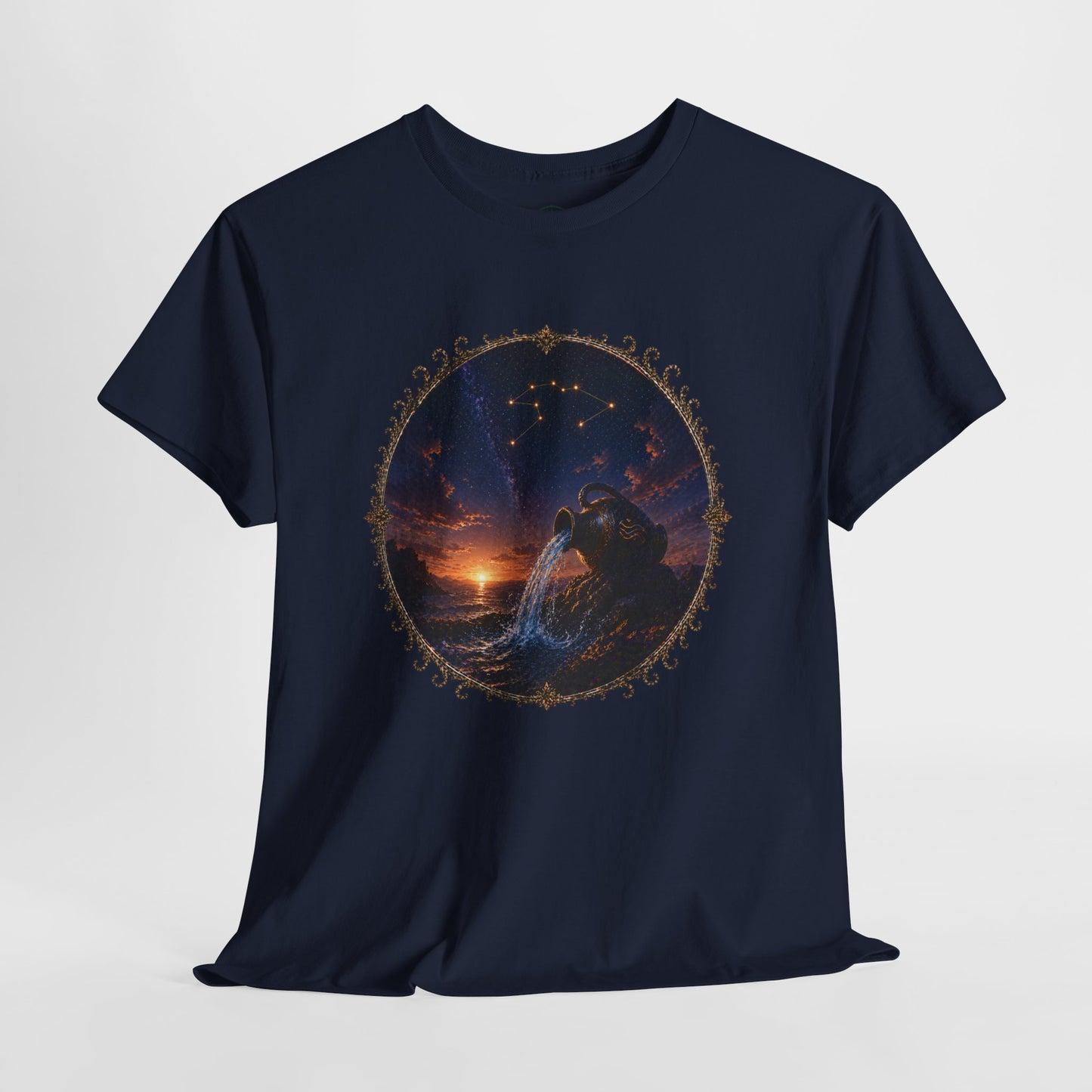 Aquarius Zodiac T-Shirt – Water Bearer Cosmic Design | Unique & Visionary Astrology Tee