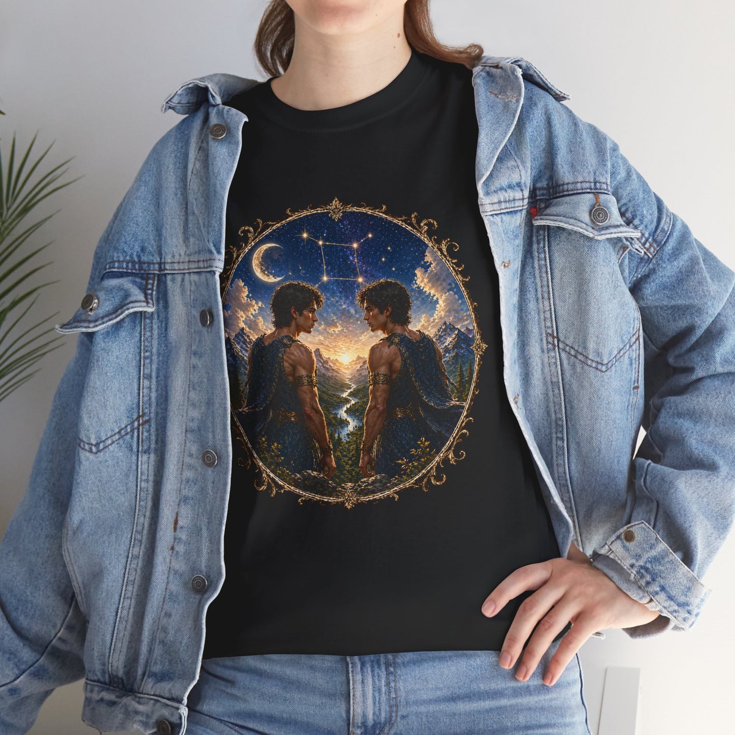 Gemini Zodiac T-Shirt – Dual Energy Twins Design | Astrology & Cosmic Nature Tee