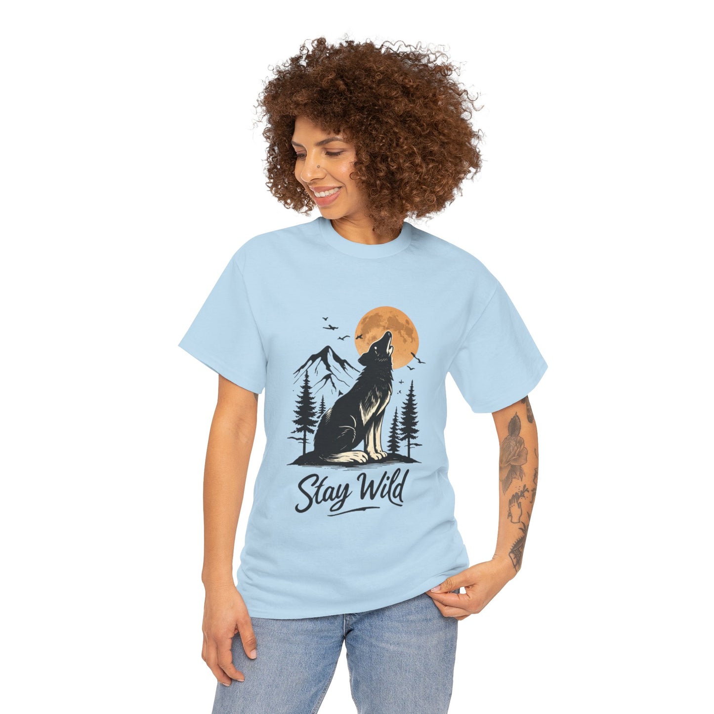 Howling Wolf Stay Wild Shirt – Aesthetic Nature Tee for Outdoor Lovers & Adventure Souls