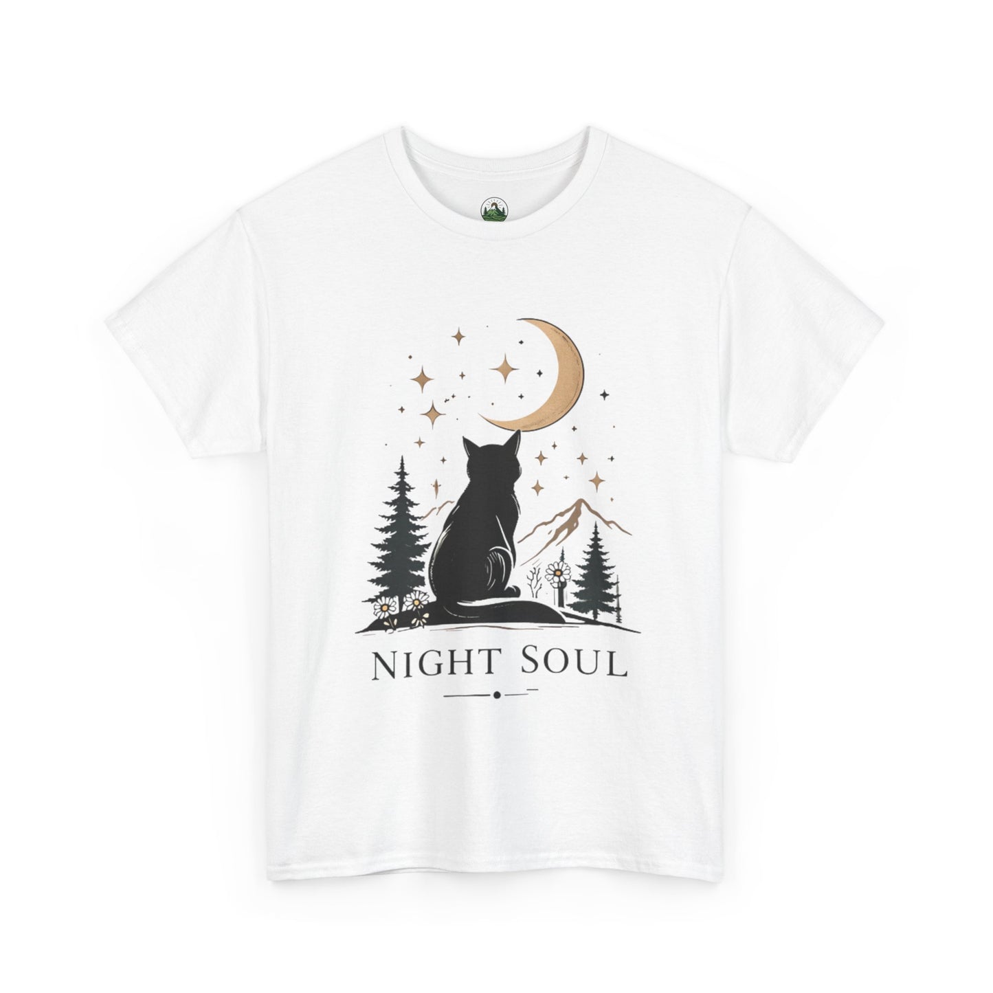 Black Cat Moon T-Shirt – Night Soul Aesthetic Tee, Minimalist Cat Lover Shirt