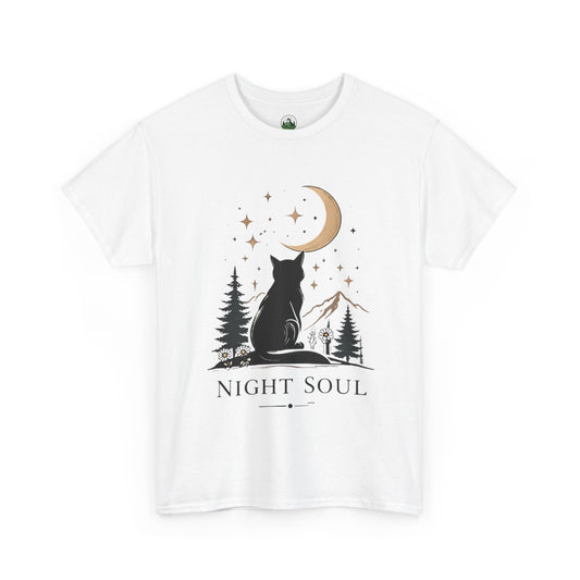 Black Cat Moon T-Shirt – Night Soul Aesthetic Tee, Minimalist Cat Lover Shirt