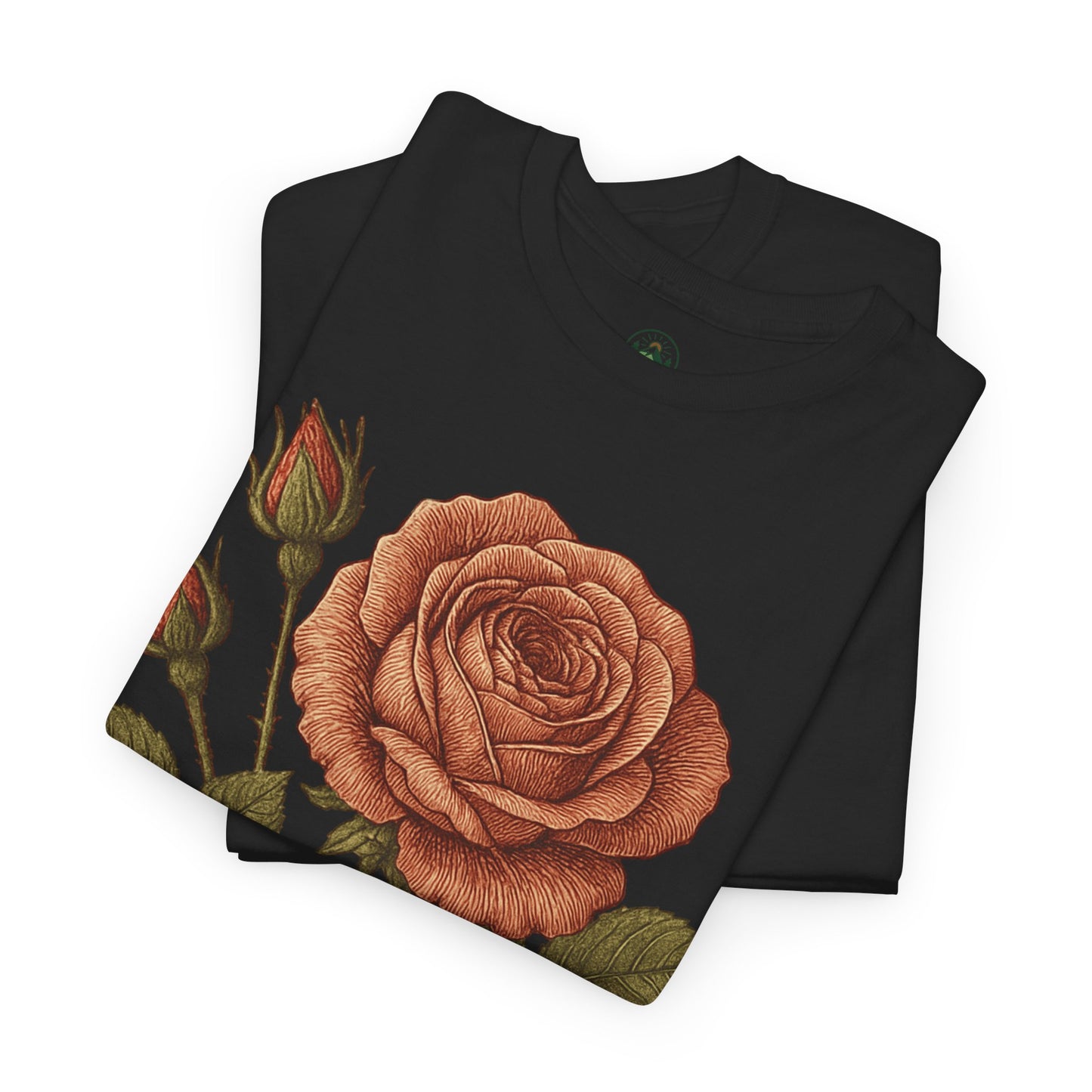 Vintage Botanical Rose T-Shirt – Minimalist Floral Aesthetic Tee